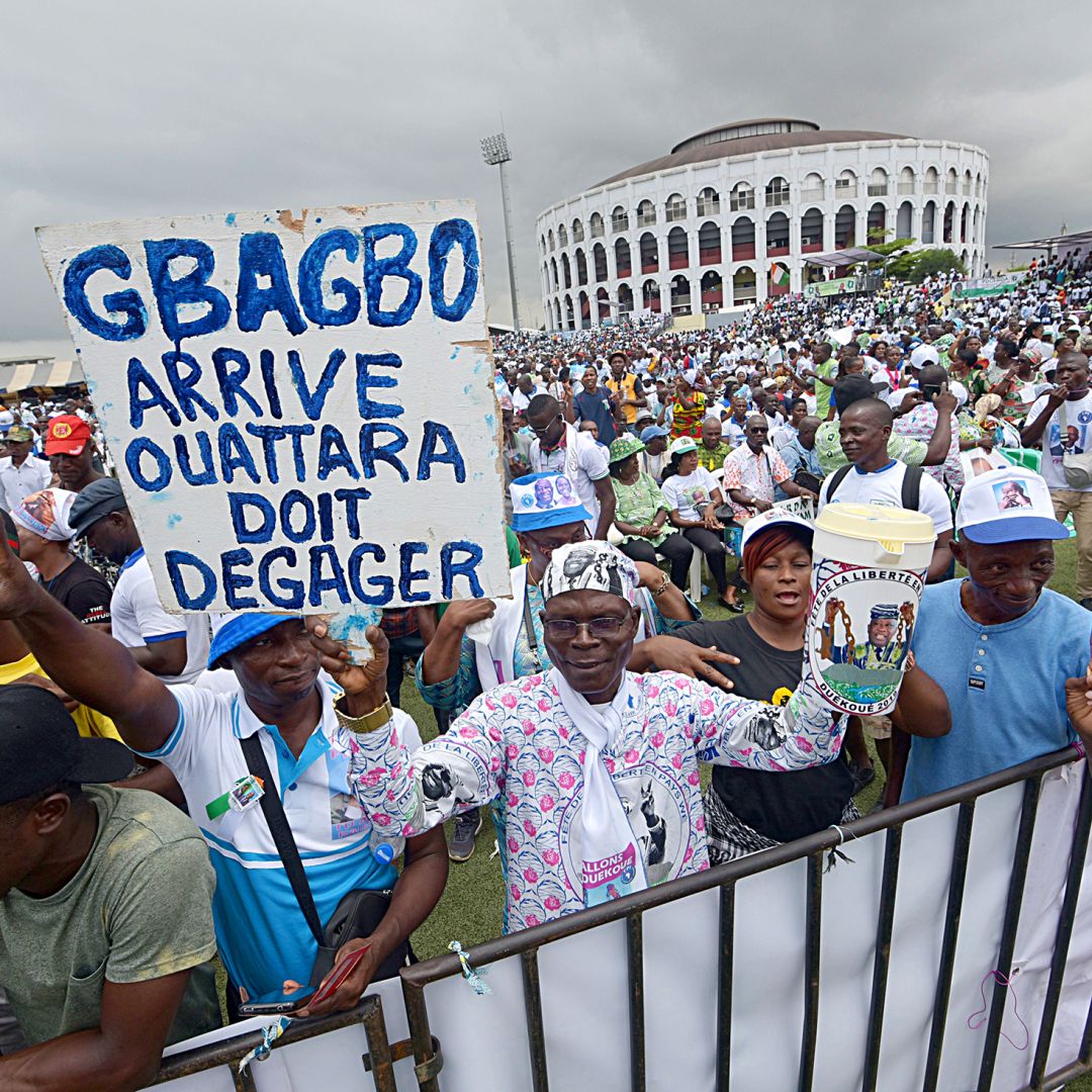 The scene at a meeting of Ivorian opposition parties on Sept. 14, 2019, in Abidjan, Ivory Coast. 