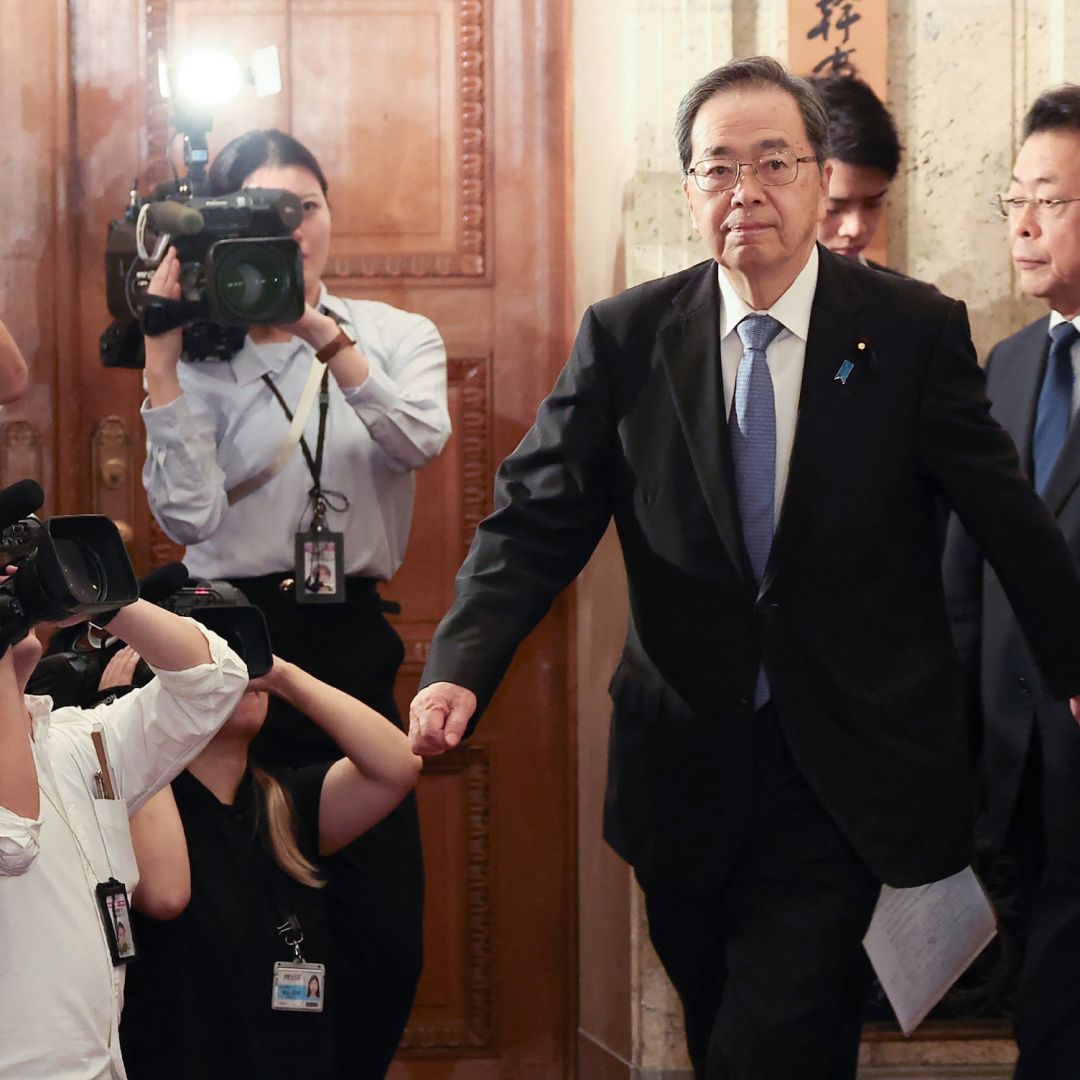 Tetsuo Saito, the leader of Japan's Komeito party, attends a meeting at the Diet in Tokyo on Oct. 10, 2025. Tetsuo Saito, the leader of Japan's Komeito party, attends a meeting at the Diet in Tokyo on Oct. 10, 2025.