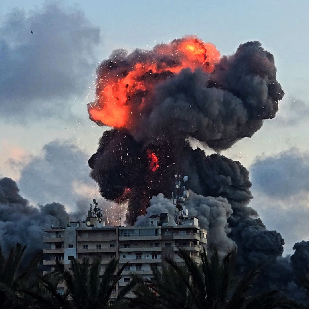 A fireball and smoke erupt from a building following an Israeli strike in Tyre, southern Lebanon, on May 28. A fireball and smoke erupt from a building following an Israeli strike in Tyre, southern Lebanon, on May 28.