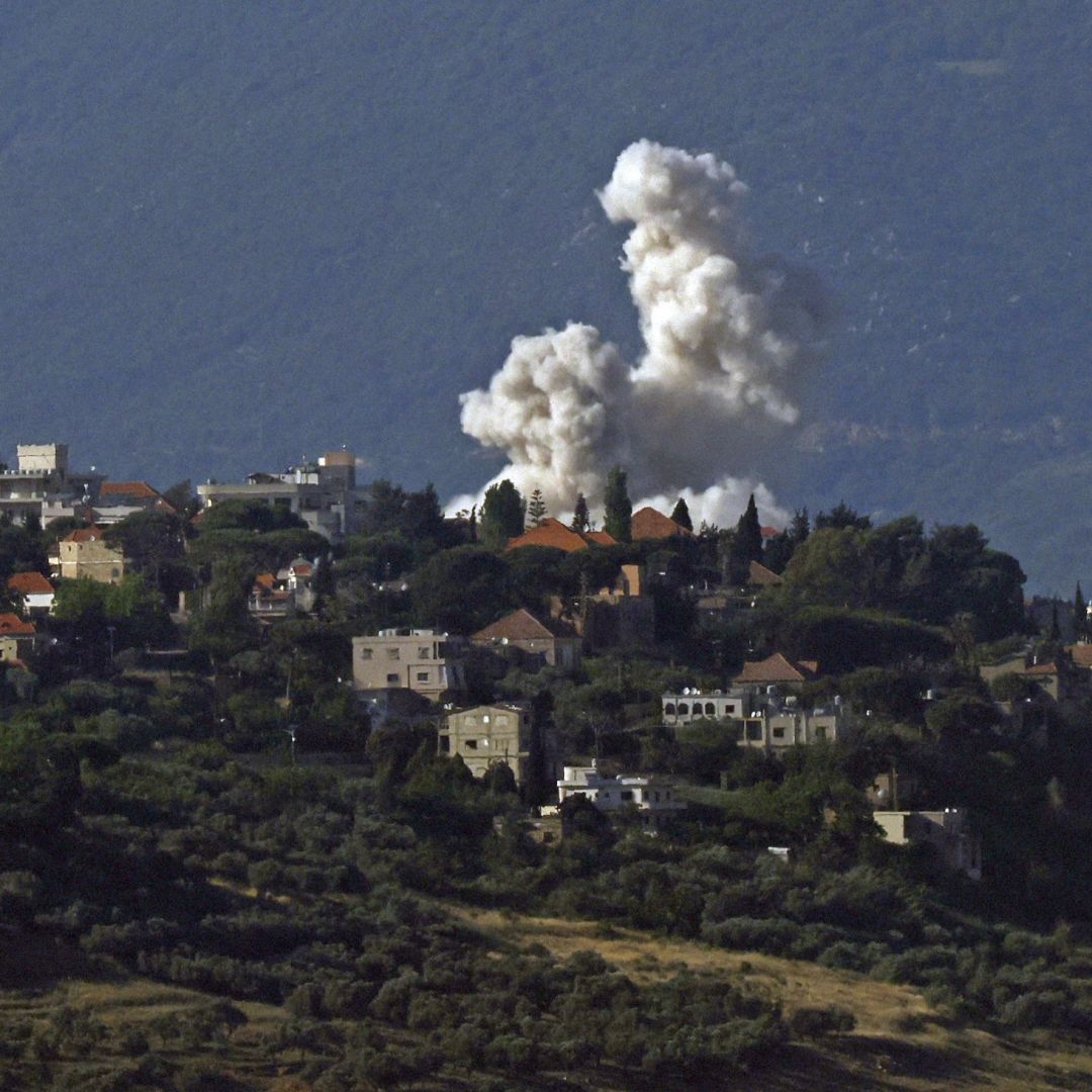 Smoke rises following Israeli attacks in southern Lebanon as seen from a position across the border in the Upper Galilee in northern Israel on May 31, 2026.