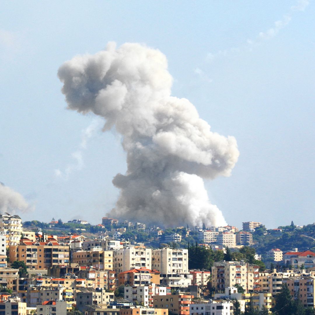 Smoke billows from a site targeted by an Israeli shelling in the southern Lebanese village of Zaita on Sept. 23, 2024. 