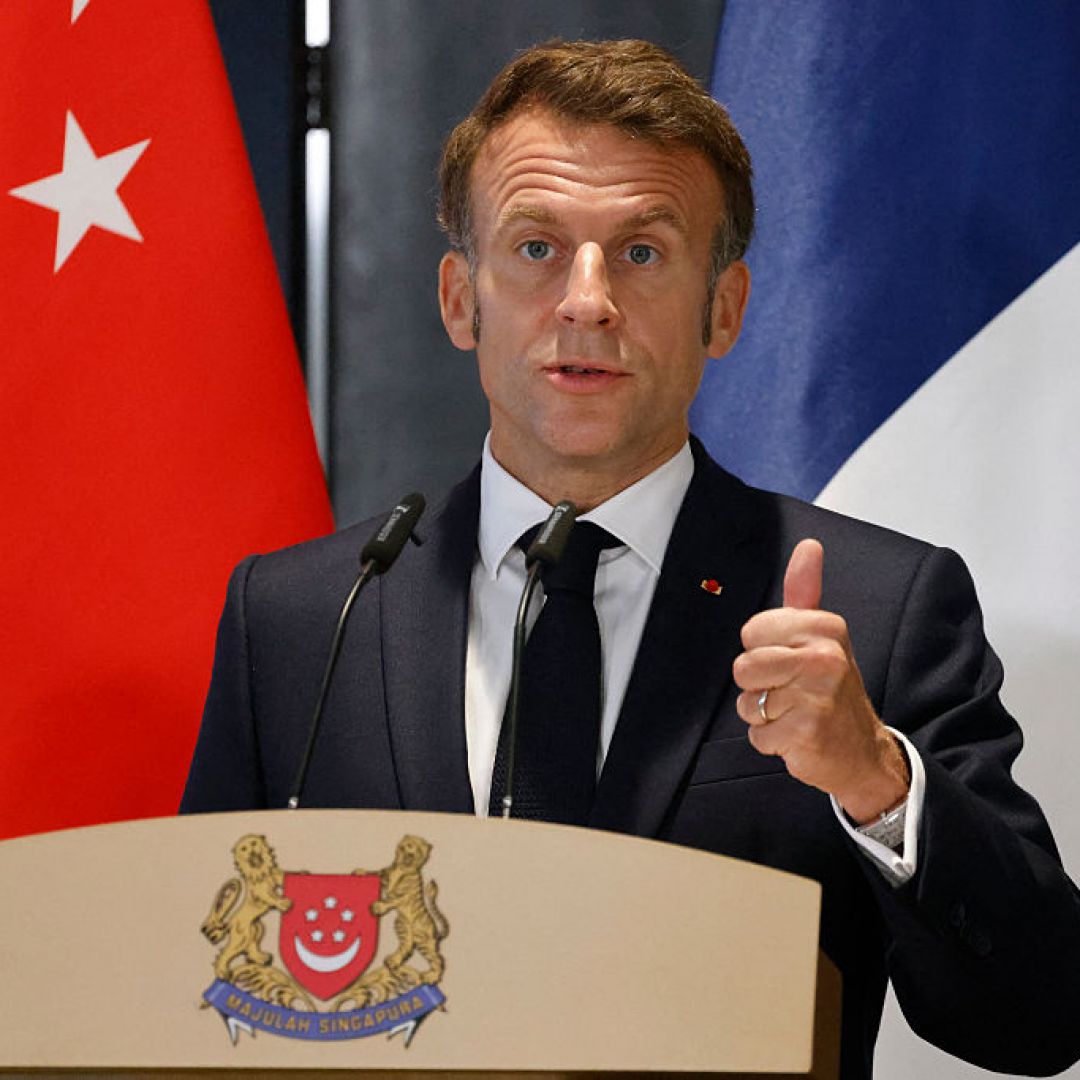 French President Emmanuel Macron holds a press briefing during his trip to Singapore on May 30, 2025. French President Emmanuel Macron holds a press briefing during his trip to Singapore on May 30, 2025.