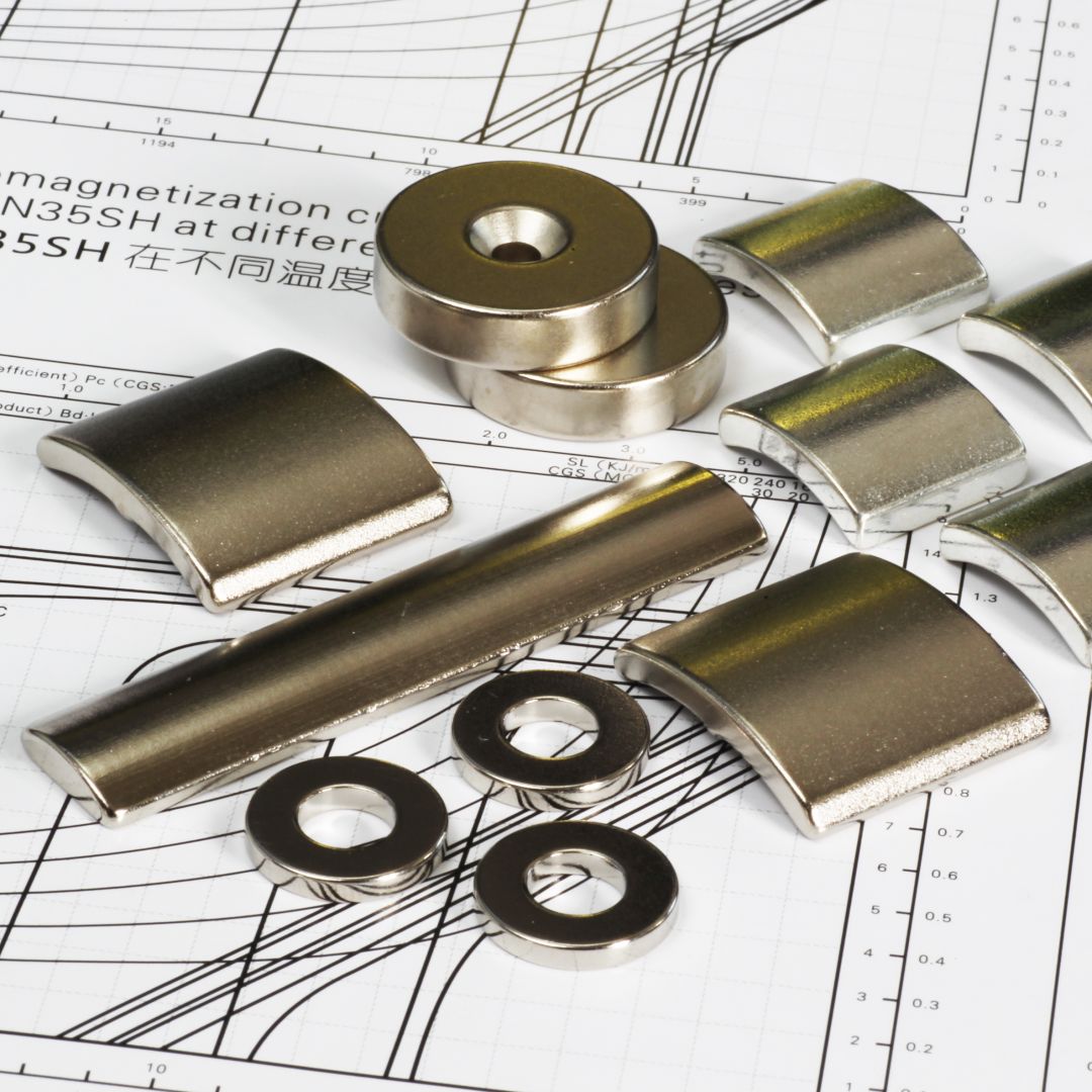 A stock image showing industrial magnet parts. A stock image showing industrial magnet parts.