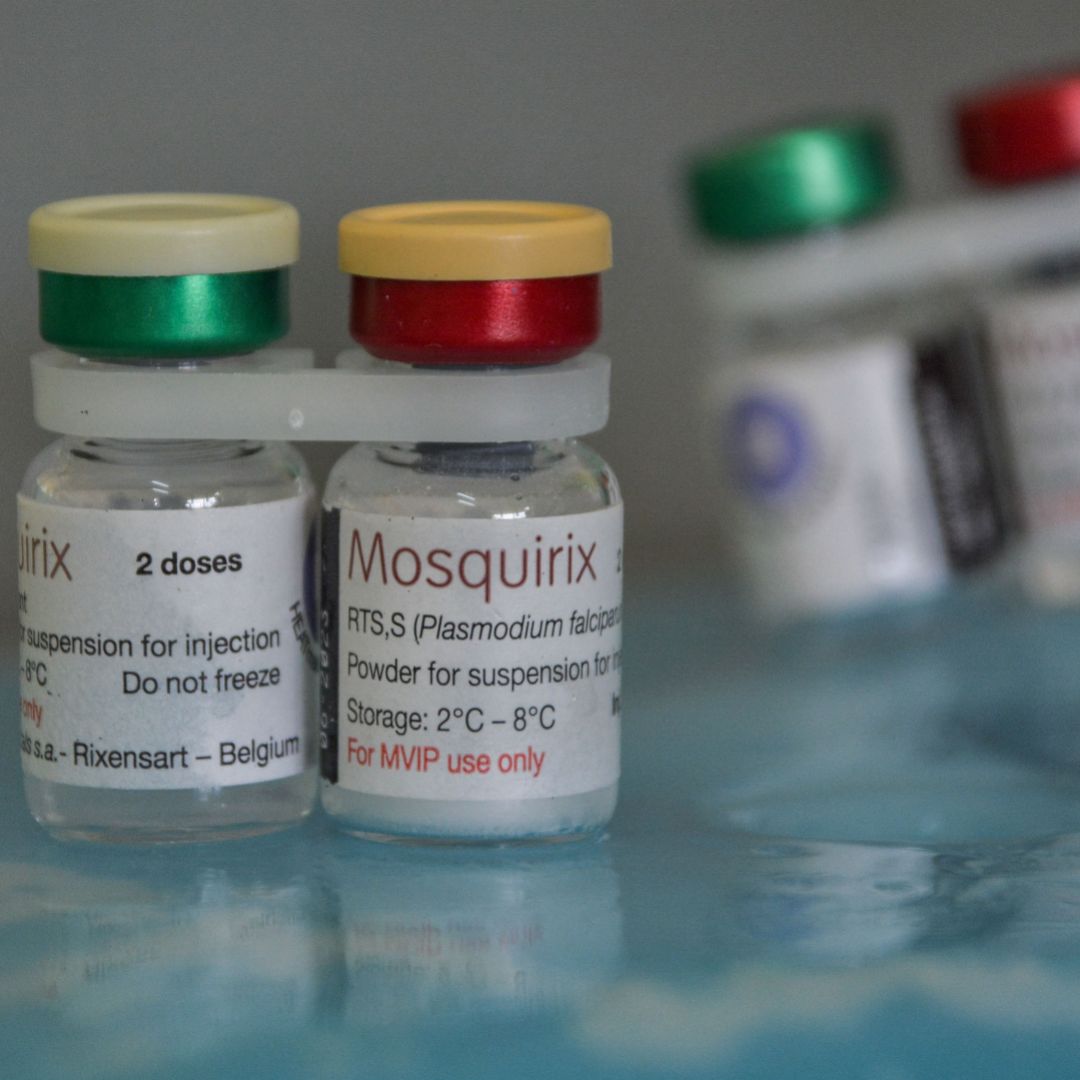 Doses of the new malaria vaccine Mosquirix are seen at a hospital in Yala, Kenya, on Oct. 7, 2021. 