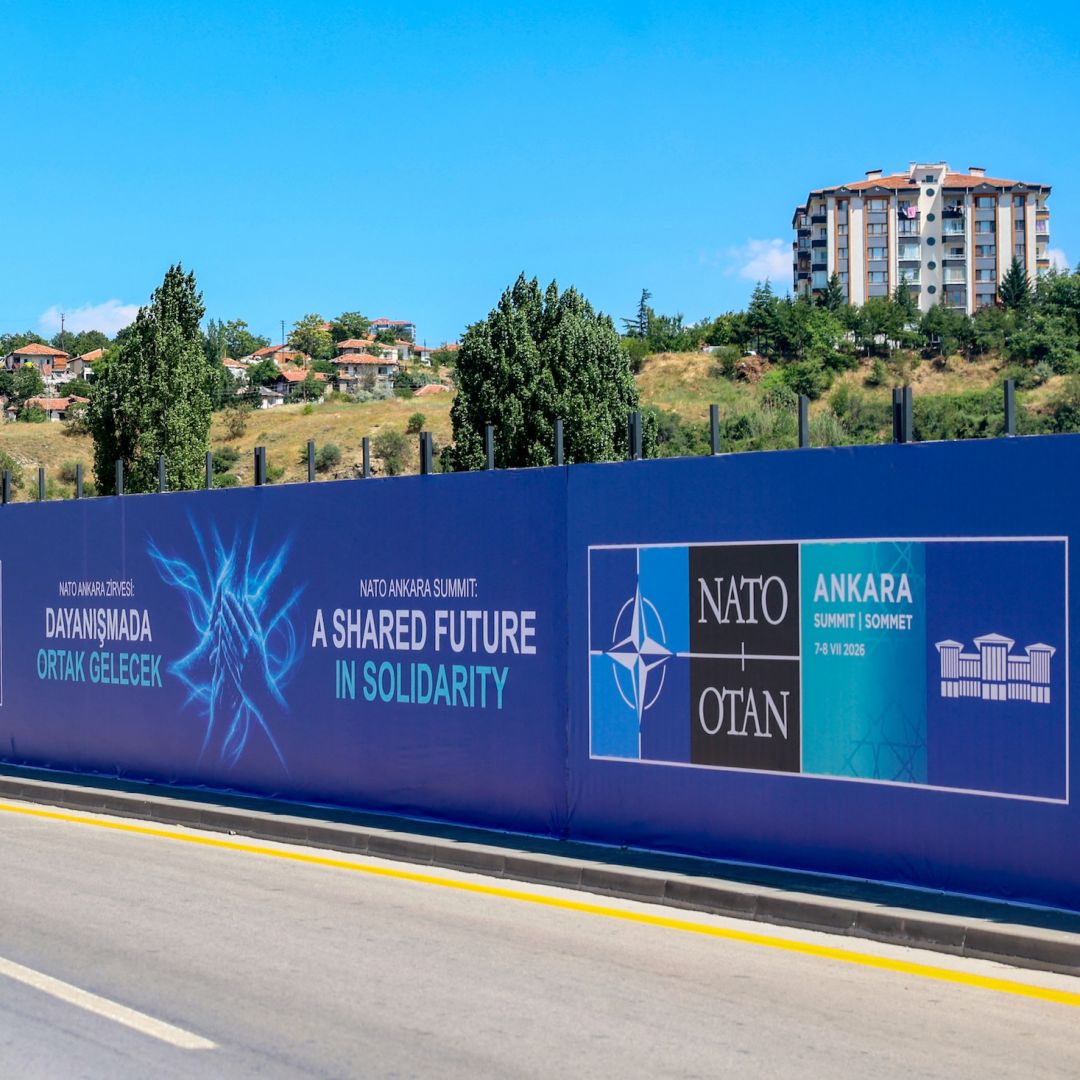 Billboards are seen ahead of the upcoming NATO Summit in Ankara, Turkey, on June 26, 2026.