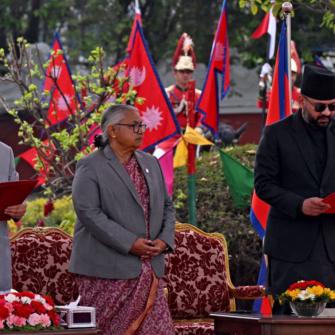 Rastriya Swatantra Party leader Balendra Shah is sworn in as Nepal's new prime minister in Kathmandu on March 27, 2026.