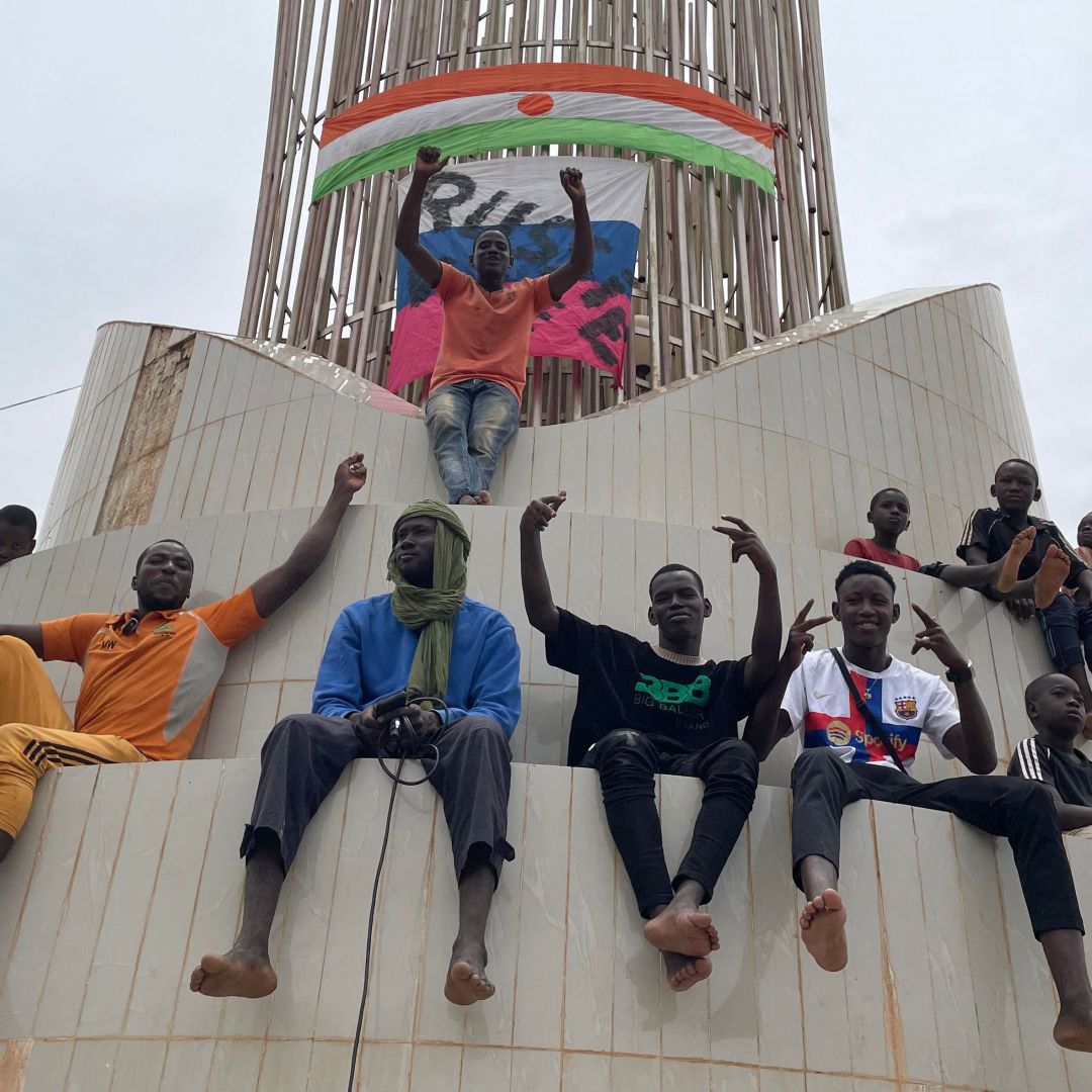 A demonstration July 27, 2022, in Niamey, Niger, after a coup.