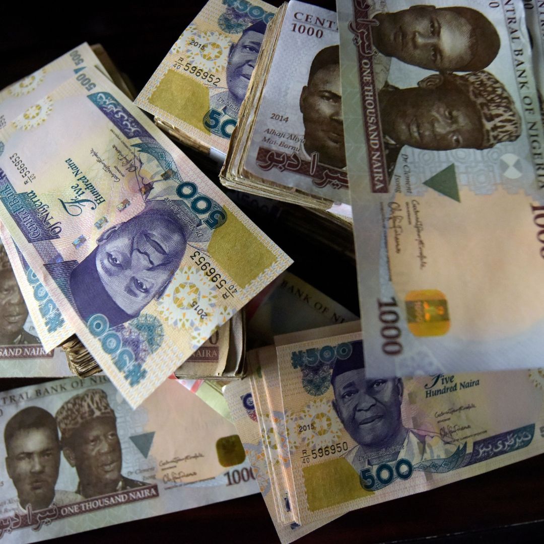 Nigerian naira banknotes on Jan. 28, 2016, in Lagos, Nigeria.