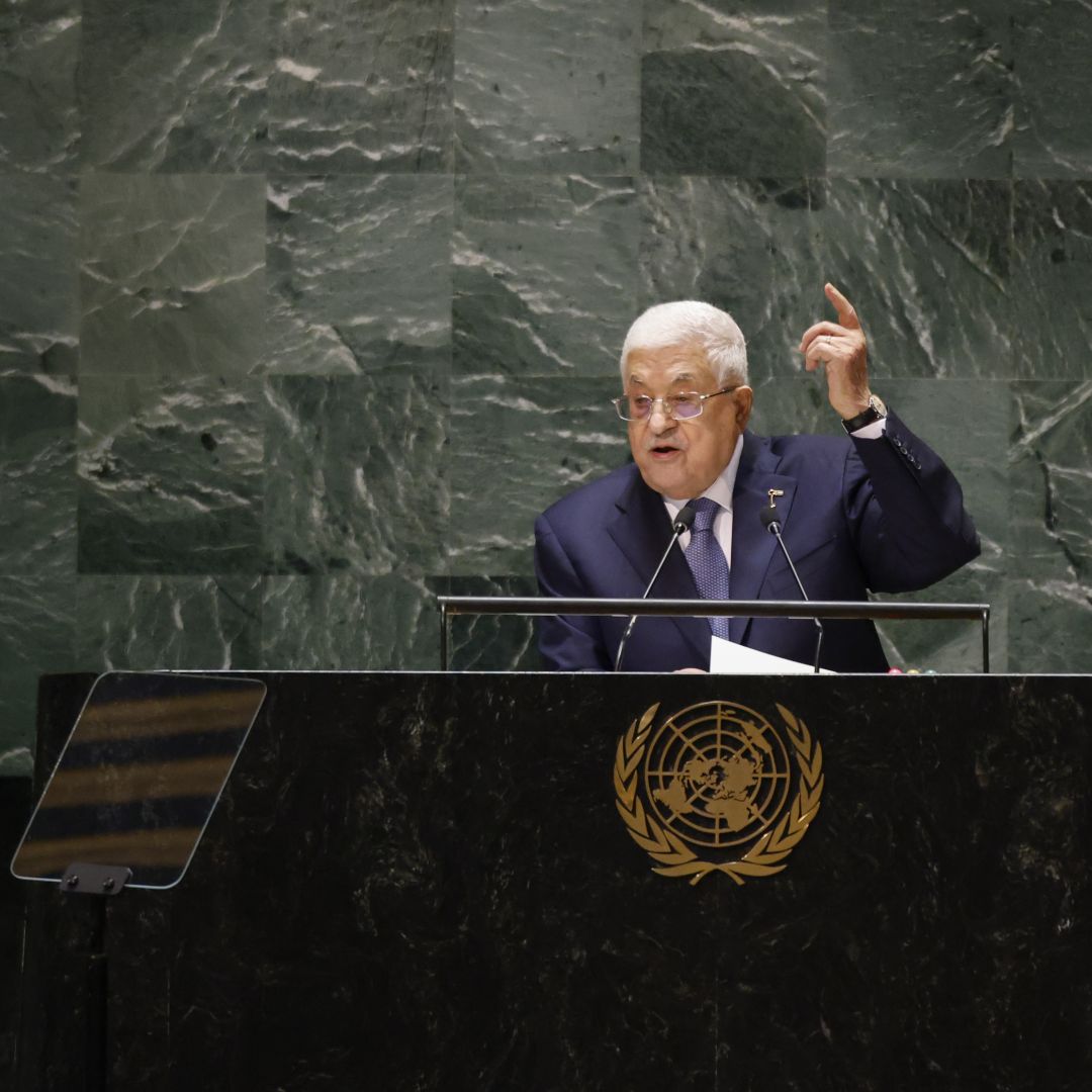 Palestinian Authority (PA) President Mahmoud Abbas addressed the U.N. General Assembly (UNGA) at United Nations headquarters on Sept. 21, 2023, in New York City.