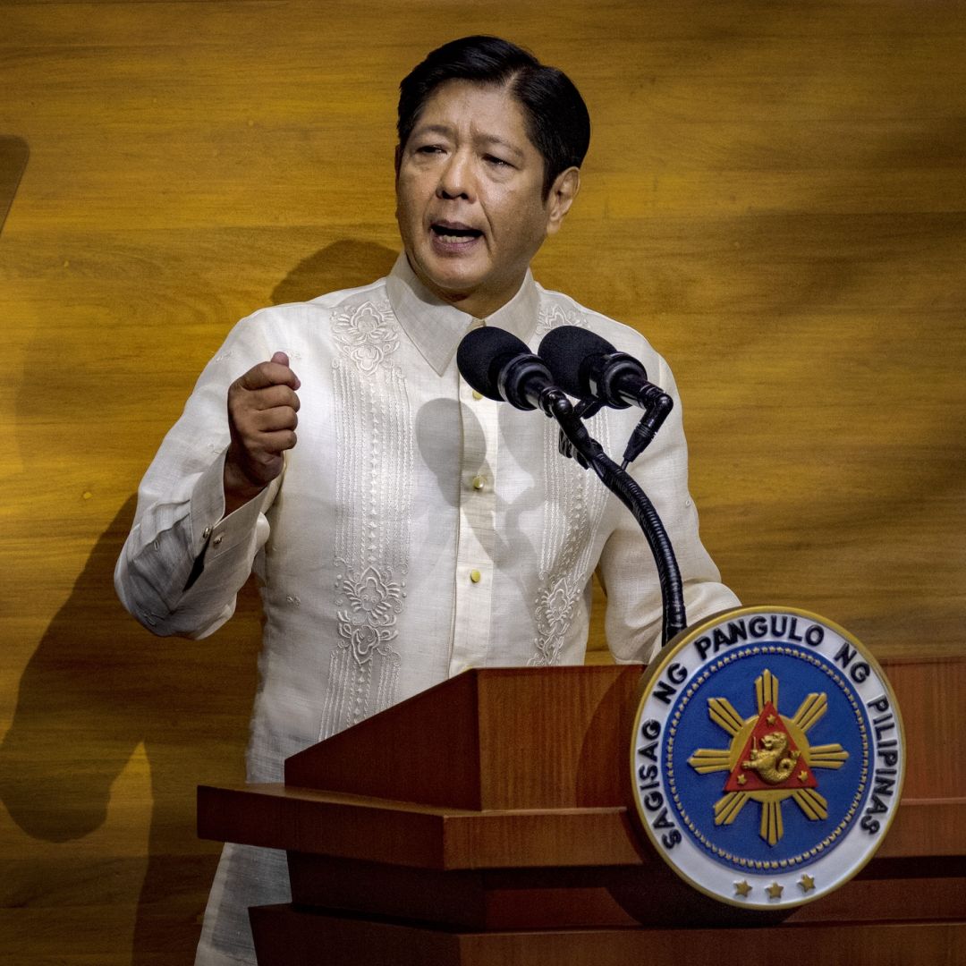 Philippine President Ferdinand Marcos Jr. delivers his third State of the Nation Address before lawmakers at the House of Representatives on July 22, 2024 in Quezon City, Metro Manila, Philippines. Philippine President Ferdinand Marcos Jr. delivers his third State of the Nation Address before lawmakers at the House of Representatives on July 22, 2024 in Quezon City, Metro Manila, Philippines.
