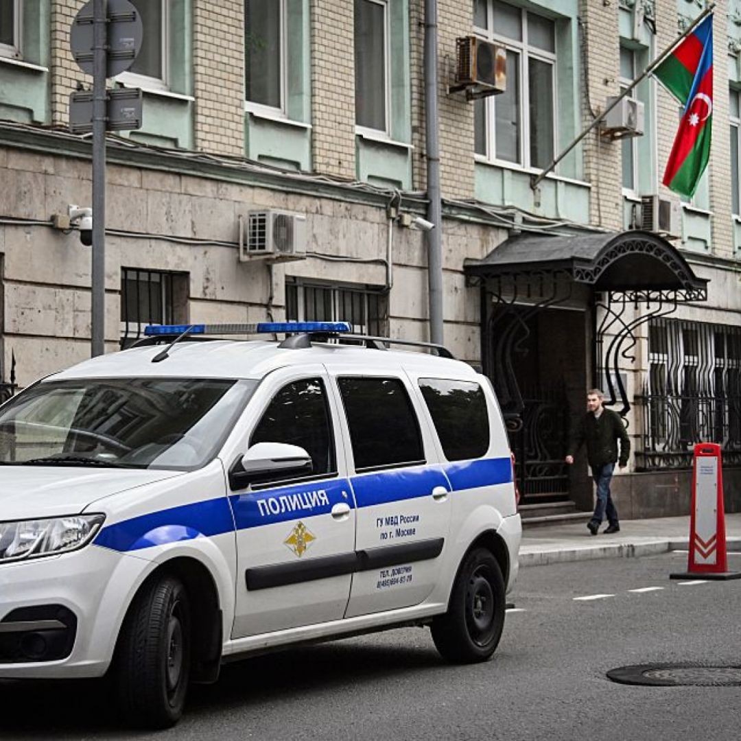 A man walks past Azerbaijan's Embassy in Moscow on July 2, 2025. A man walks past Azerbaijan's Embassy in Moscow on July 2, 2025.