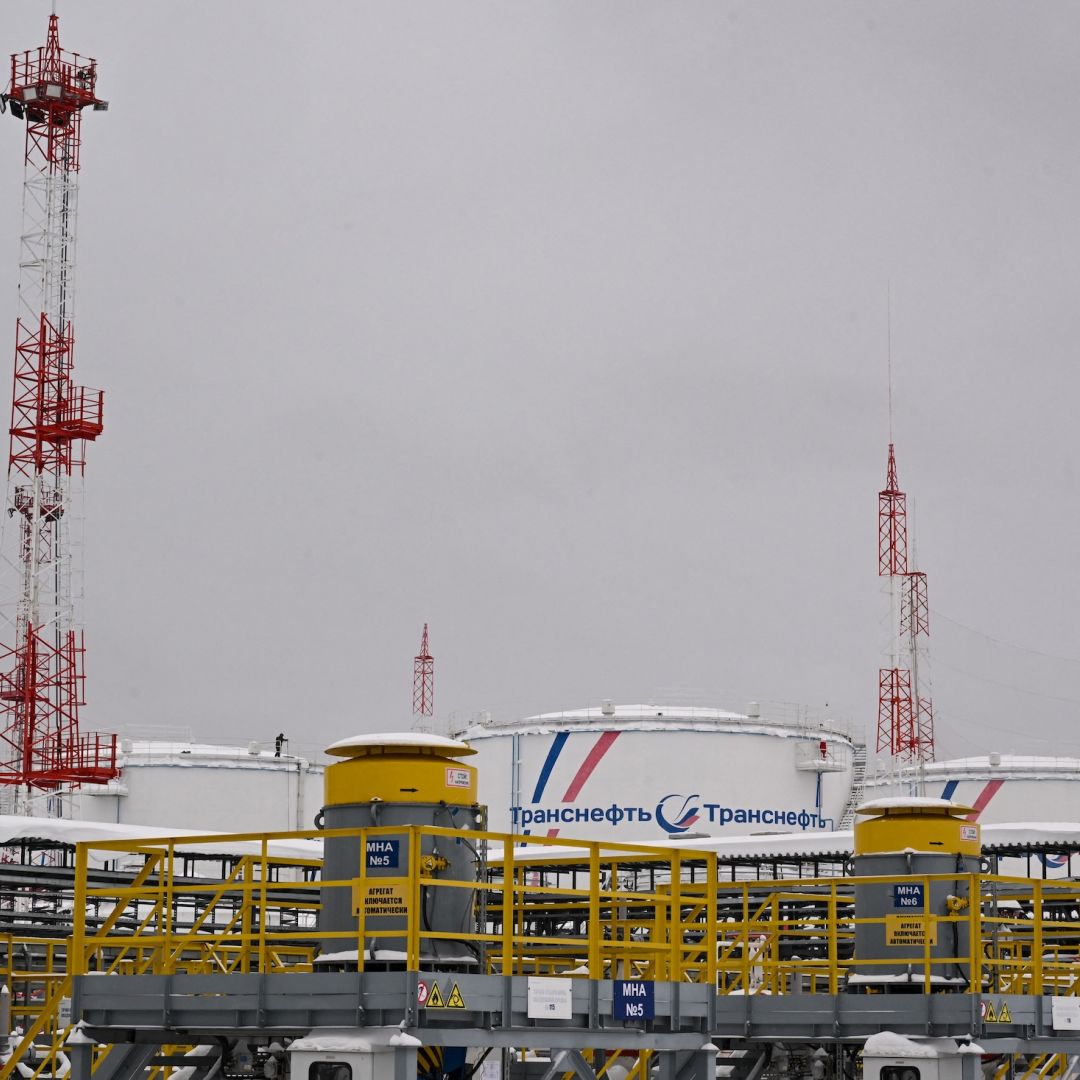 A view taken on Dec. 13, 2023, shows pumping units at the grounds of a fuel tank farm of Russia's oil pipeline giant Transneft.