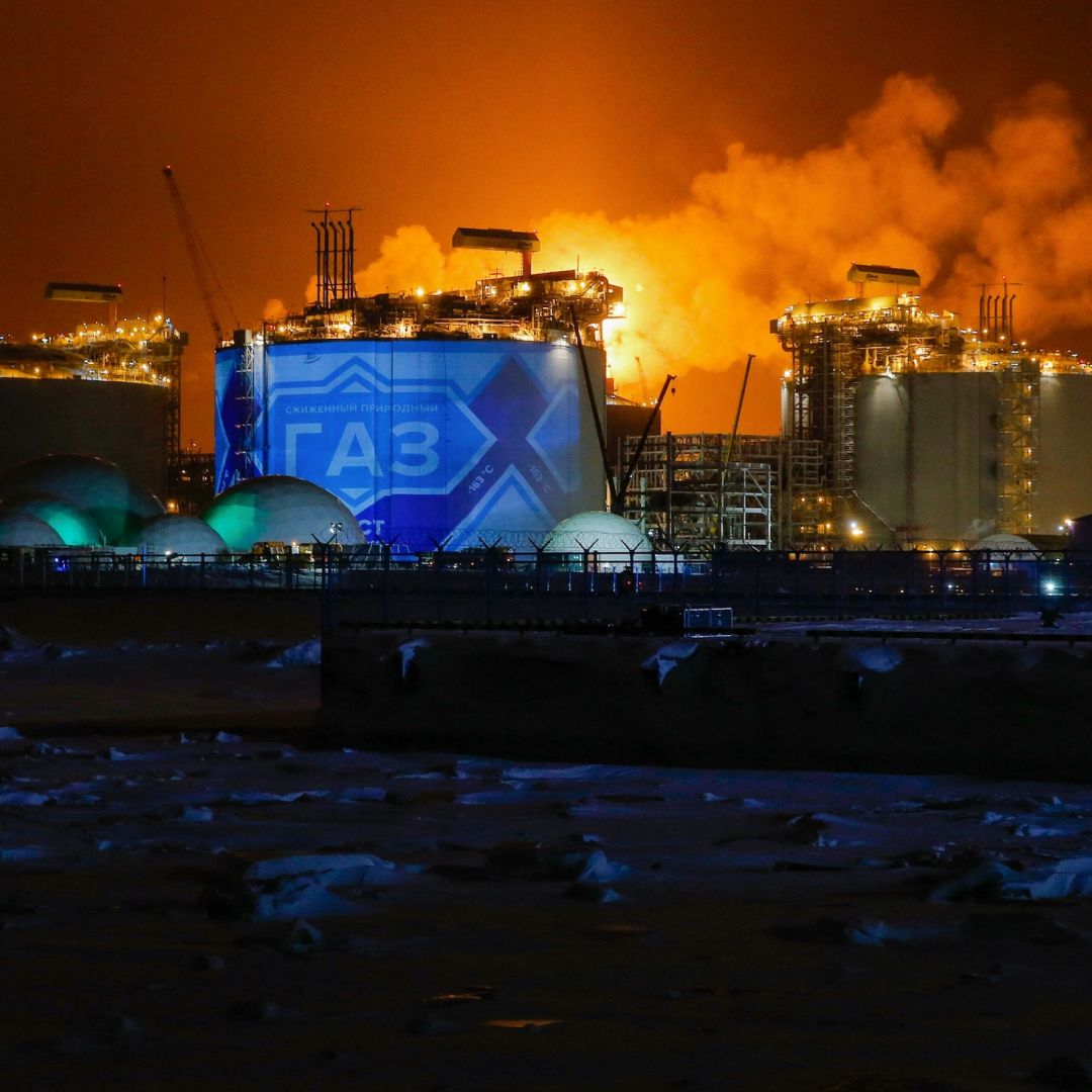 Liquefied natural gas (LNG) reservoirs are seen at the Yamal LNG plant in the port of Sabetta, located on the Yamal Peninsula in northwest Siberia, Russia.