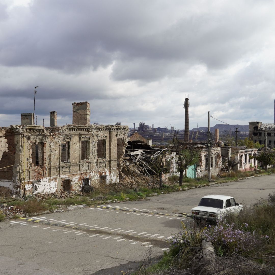 A picture taken on Oct. 28, 2022, shows the Russian-controlled port city of Mariupol in southeastern Ukraine. A picture taken on Oct. 28, 2022, shows the Russian-controlled port city of Mariupol in southeastern Ukraine.