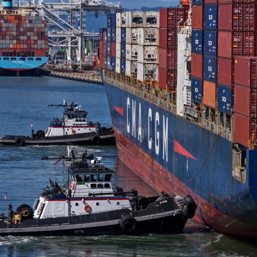A container ship arrives Oct. 10 at the Port of Oakland, California.