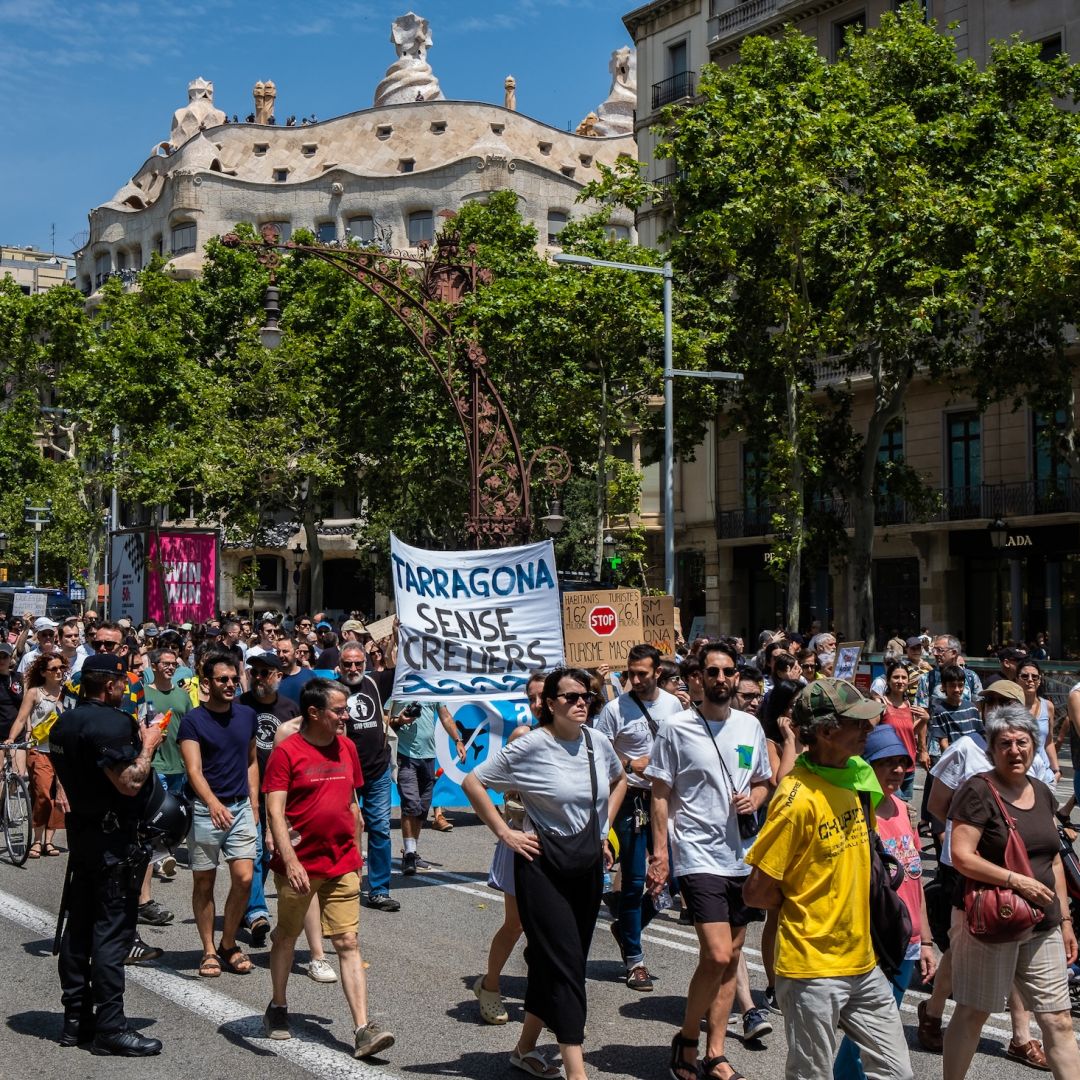 An anti-tourism protest in June in Barcelona, Spain.