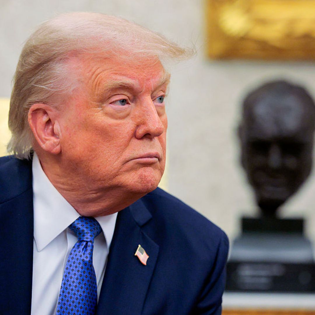 U.S. President Donald Trump on April 24 in the Oval Office at the White House in Washington. In an interview July 10, U.S. President Donald Trump suggested he would "have a major statement to make on Russia on Monday," perhaps representing a shift in his administration's policy. U.S. President Donald Trump on April 24 in the Oval Office at the White House in Washington.