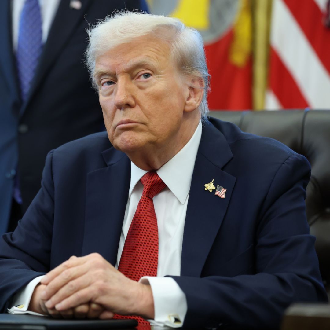 President Donald Trump delivers remarks in the Oval Office of the White House on Oct. 6, 2025.