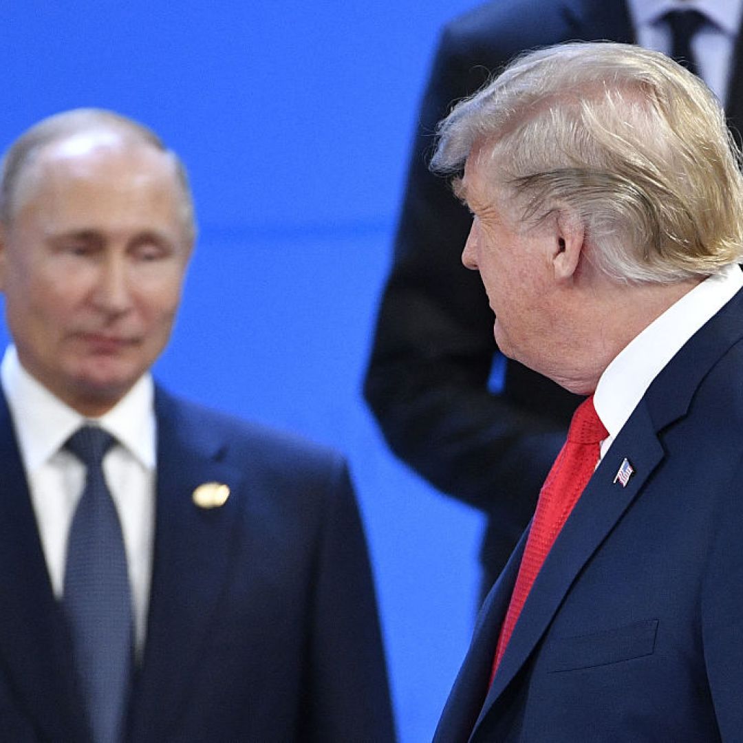 U.S. President Donald Trump (R) looks at Russia's President Vladimir Putin on Nov. 30, 2018, during the G20 Leaders' Summit in Buenos Aires, Argentina. U.S. President Donald Trump and Russian President Vladimir Putin are expected to meet in the coming days. U.S. President Donald Trump (R) looks at Russia's President Vladimir Putin on Nov. 30, 2018, during the G20 Leaders' Summit in Buenos Aires, Argentina.