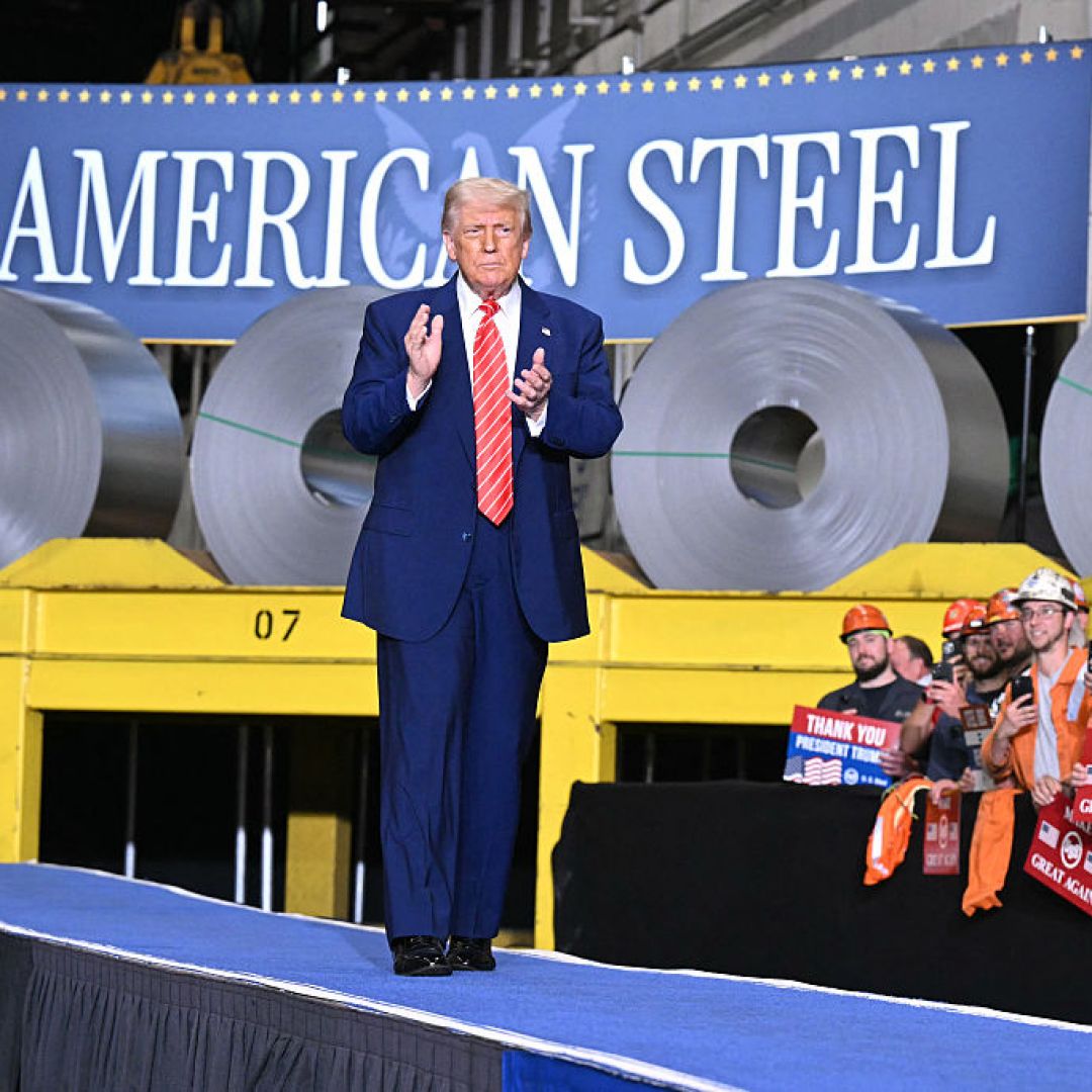 U.S. President Donald Trump arrives to speak during a rally at a steel plant in West Mifflin, Pennsylvania, on May 30, 2025. U.S. President Donald Trump arrives to speak during a rally at a steel plant in West Mifflin, Pennsylvania, on May 30, 2025.