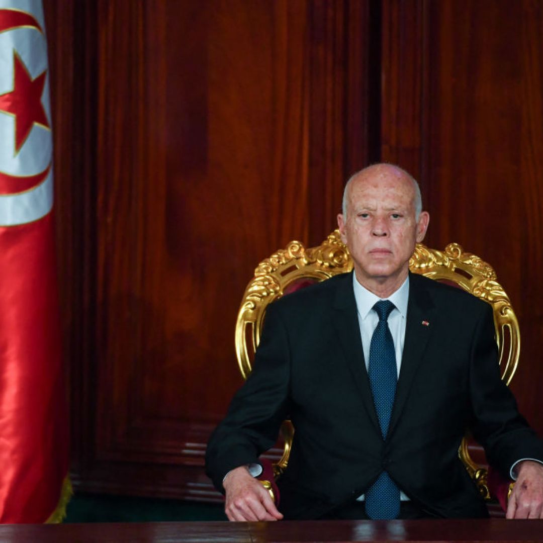 Tunisian President Kais Saied attends his swearing-in ceremony before the National Assembly in Tunis on Oct. 21, 2024. Tunisian President Kais Saied attends his swearing-in ceremony before the National Assembly in Tunis on Oct. 21, 2024.