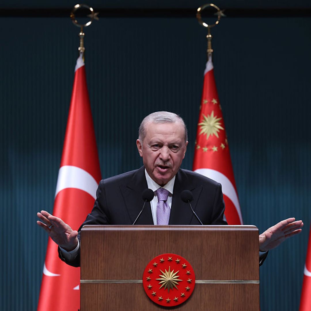 Turkish President Recep Tayyip Erdogan speaks after the Presidential Cabinet meeting on May 12, 2025, in Istanbul, Turkey. Turkish President Recep Tayyip Erdogan speaks after the Presidential Cabinet meeting on May 12, 2025, in Istanbul, Turkey.