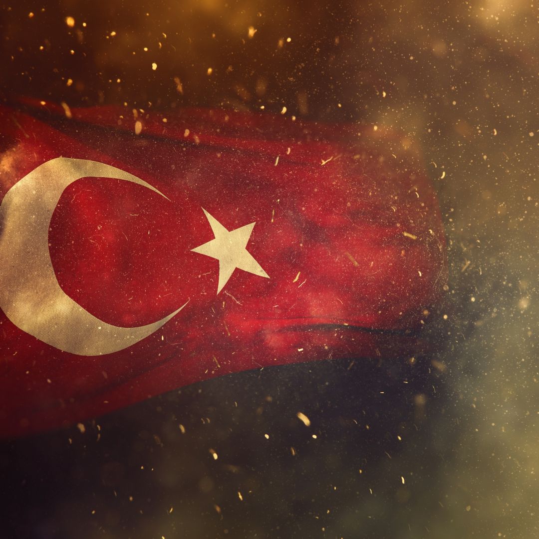 A digital illustration of the Turkish flag.