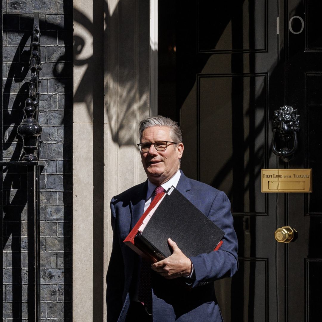 Prime Minister Sir Keir Starmer departs 10 Downing Street on April 29 in London.