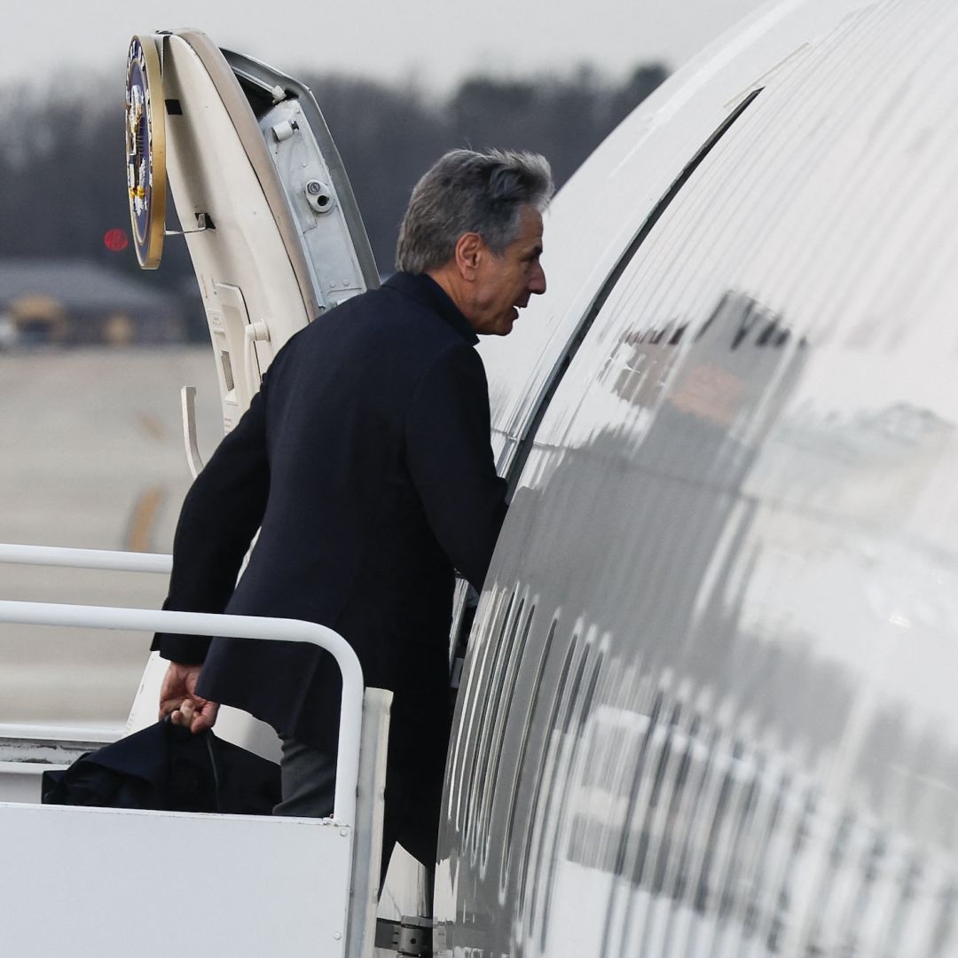 U.S. Secretary of State Antony Blinken on March 14, 2024, at Joint Base Andrews, Maryland.