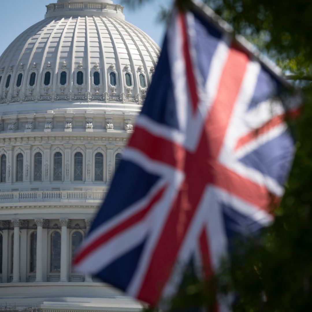 The U.K. flag is flown near the U.S. Capitol in Washington, D.C., to honor the passing of Queen Elizabeth II, on Sept. 9, 2022.