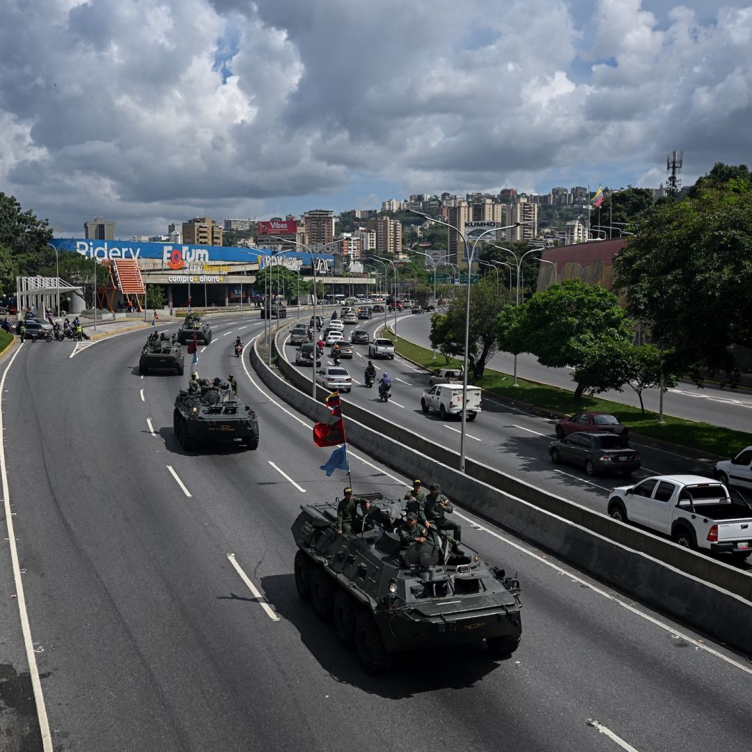 Tanks on Sept. 23 in Caracas, Venezuela. The Trump administration has reportedly decided to attack military sites in Venezuela in strikes that could occur at any moment. Tanks on Sept. 23 in Caracas, Venezuela.