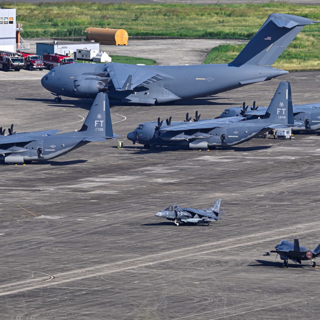 A U.S. Marine Corps AV-8B Harrier II on Dec. 15 taxis at Jose Aponte de la Torre Airport in Ceiba, Puerto Rico.