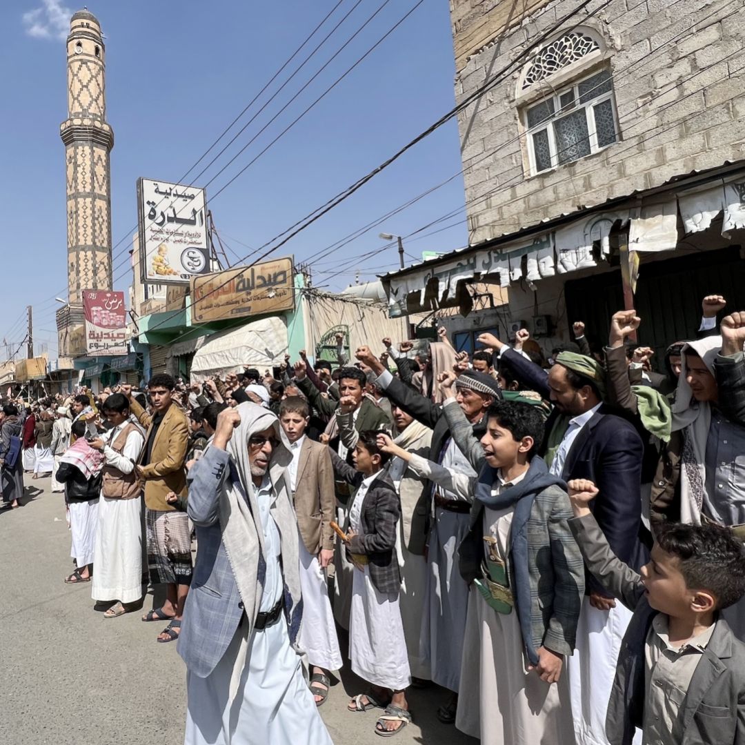 A rally on Jan. 24 in Sanaa, the Houthi-controlled capital of Yemen.