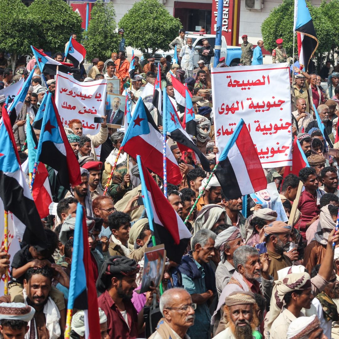 YemenYemenis rally to show their support for the UAE-backed Southern Transitional Council on Dec. 14, 2025.
