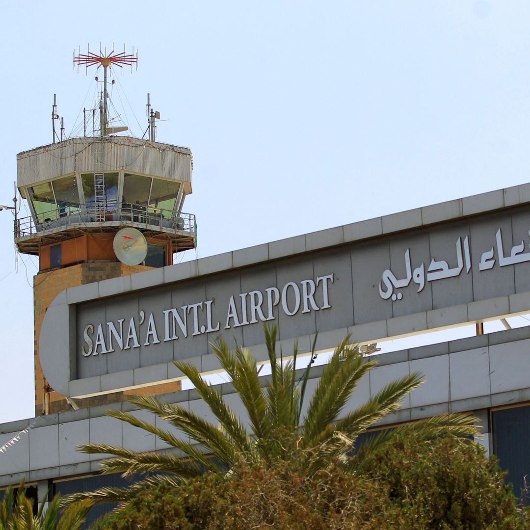 A photo shows the Sanaa International Airport in the Yemeni capital city on April 11, 2022. 