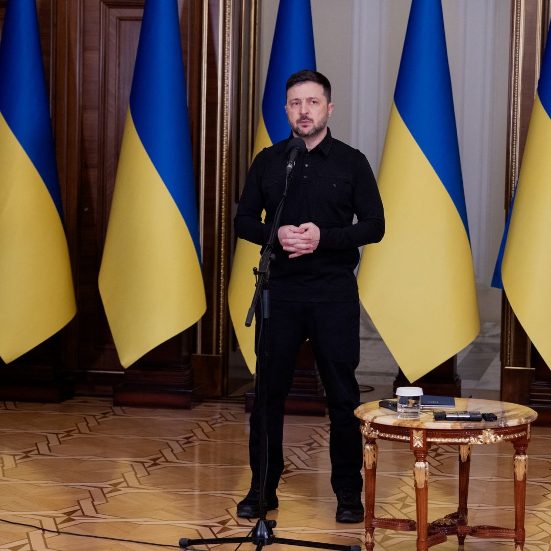 Ukrainian President Volodymyr Zelensky speaks during a meeting with European national security advisors in Kyiv on Jan. 3, 2026. Ukrainian President Volodymyr Zelensky speaks during a meeting with European national security advisors in Kyiv on Jan. 3, 2026.