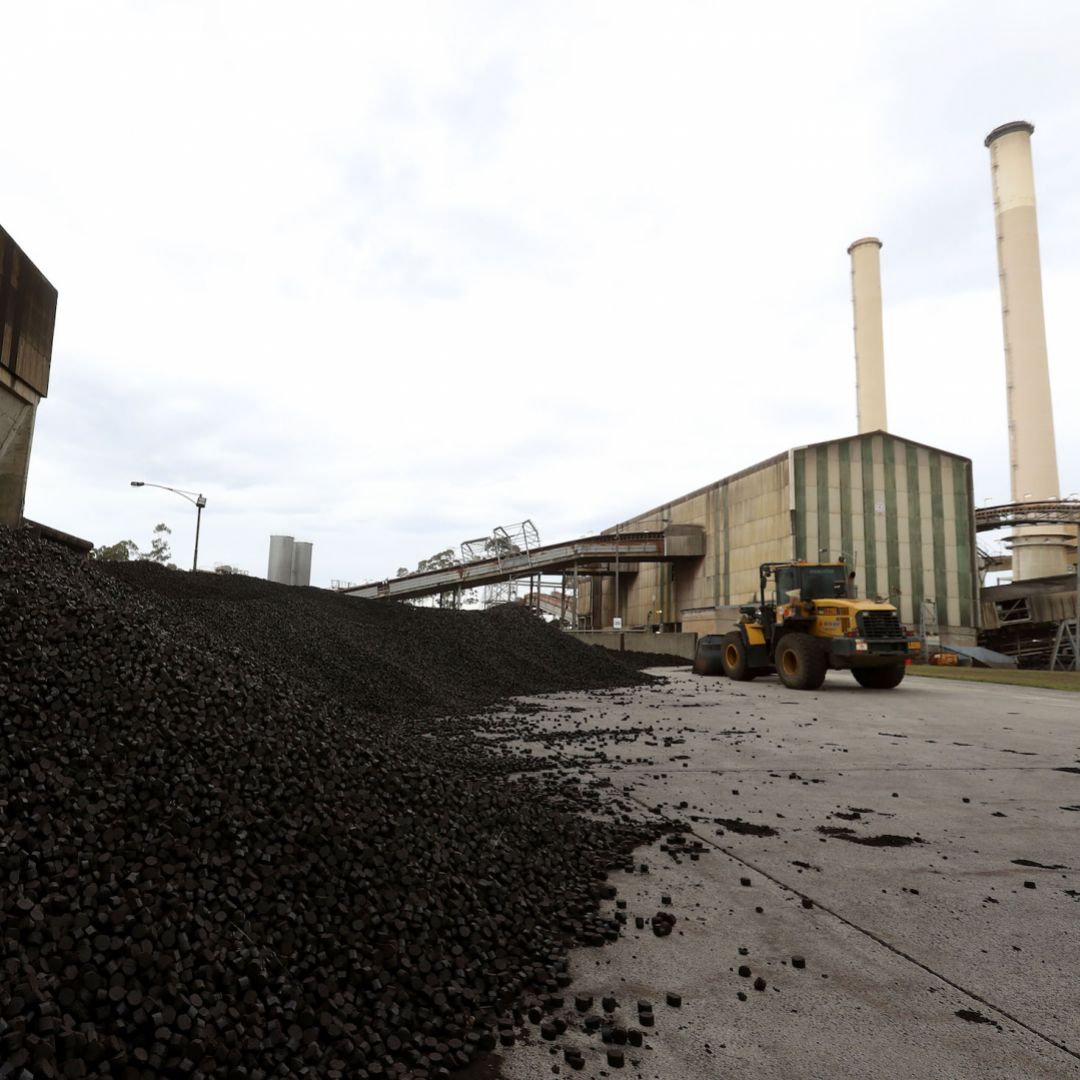 A pile of briquettes, which are compressed blocks of coal dust, is seen in Melbourne, Australia, in March 2017. 