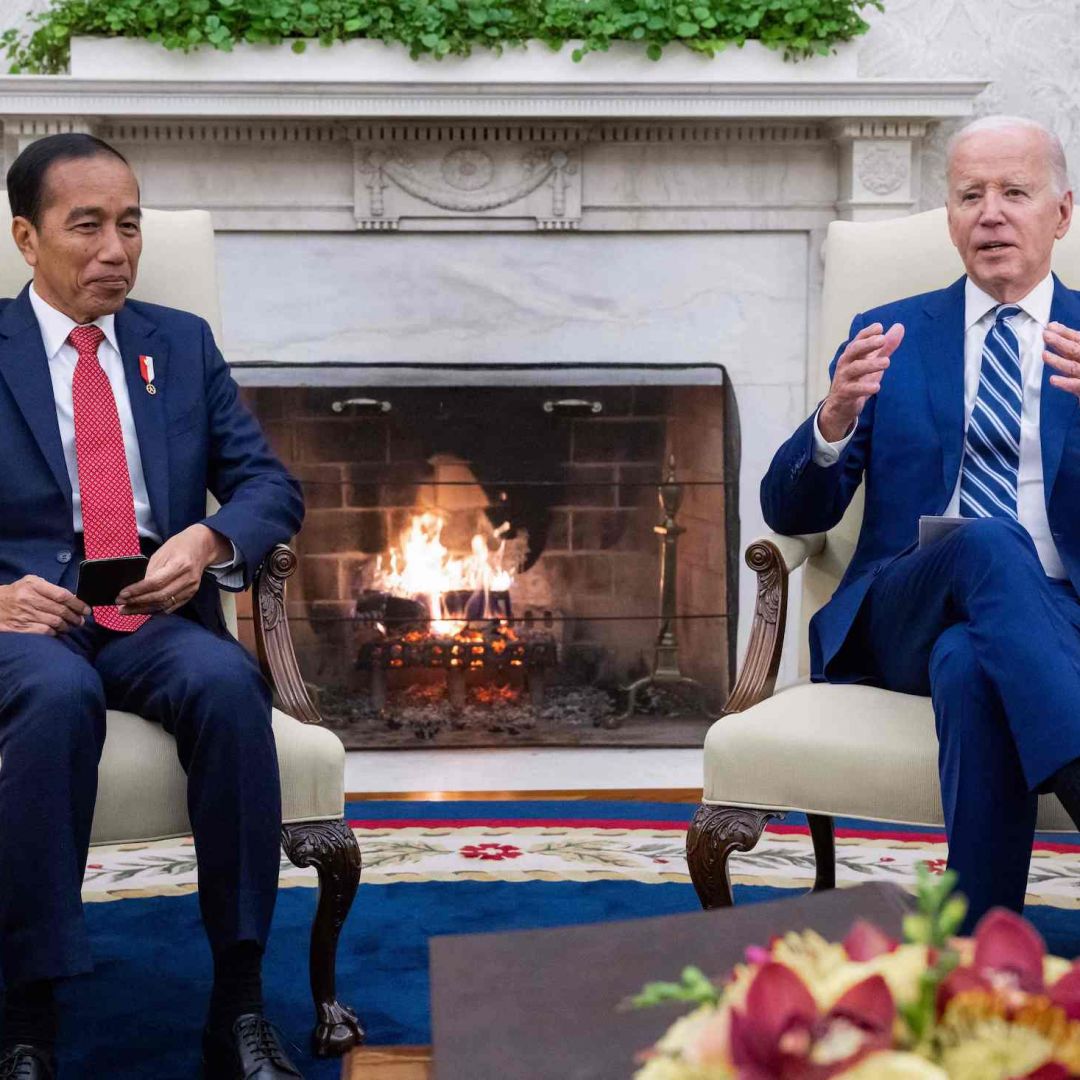 U.S. President Joe Biden meets with Indonesian President Joko Widodo in the Oval Office of the White House in Washington, D.C., on Nov. 13, 2023.