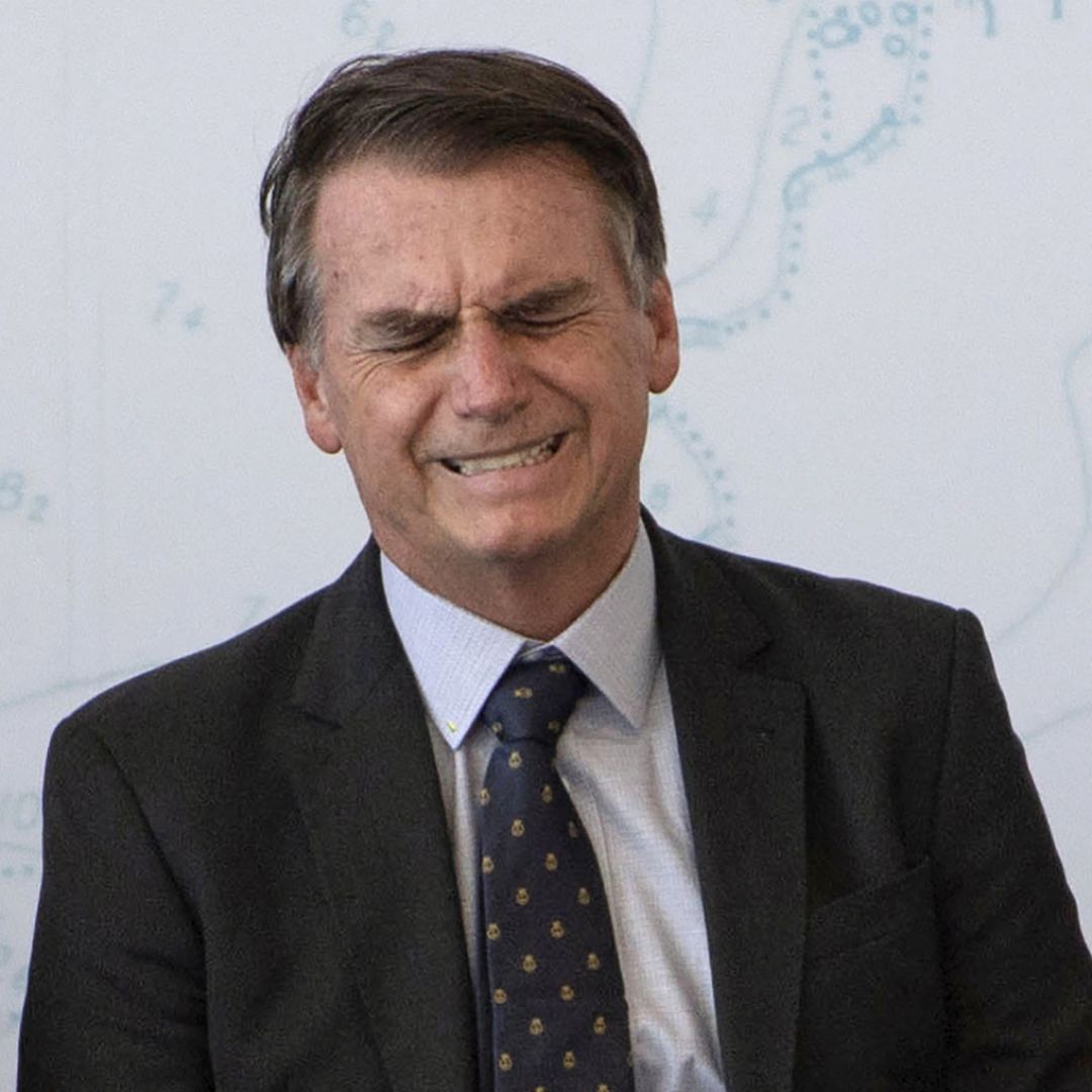 Brazilian President-elect Jair Bolsonaro (L) and Defense Minister General Joaquim Silva e Luna attend the launch ceremony of the Brazilian Riachuelo Class Submarine at a navy base in Itaguai city, Rio de Janeiro state, on Dec. 14, 2018.