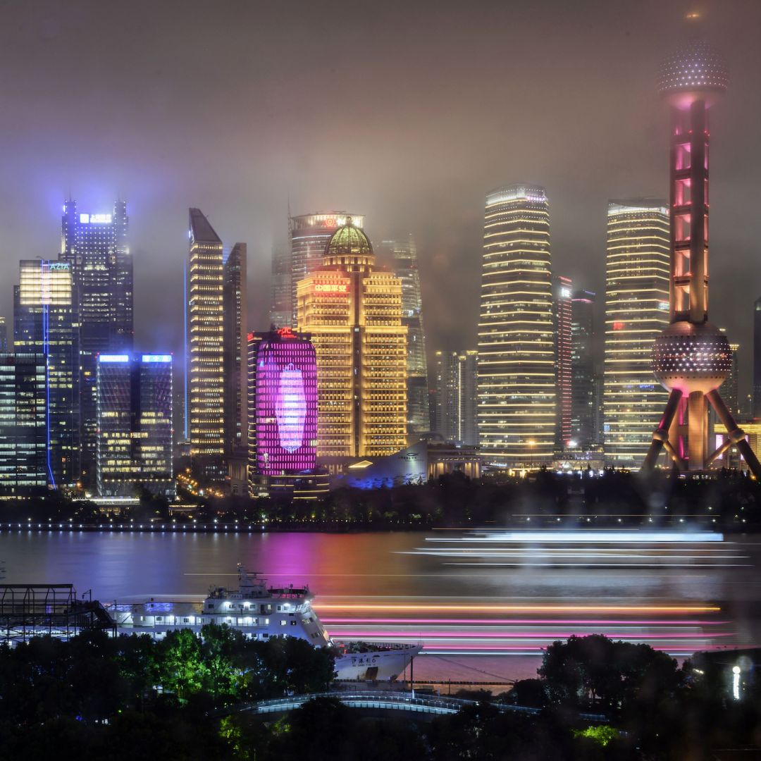 Boats travel on the Huangpu River against the skyline of Shanghai, China, on Aug. 28, 2020. Boats travel on the Huangpu River against the skyline of Shanghai, China, on Aug. 28, 2020.