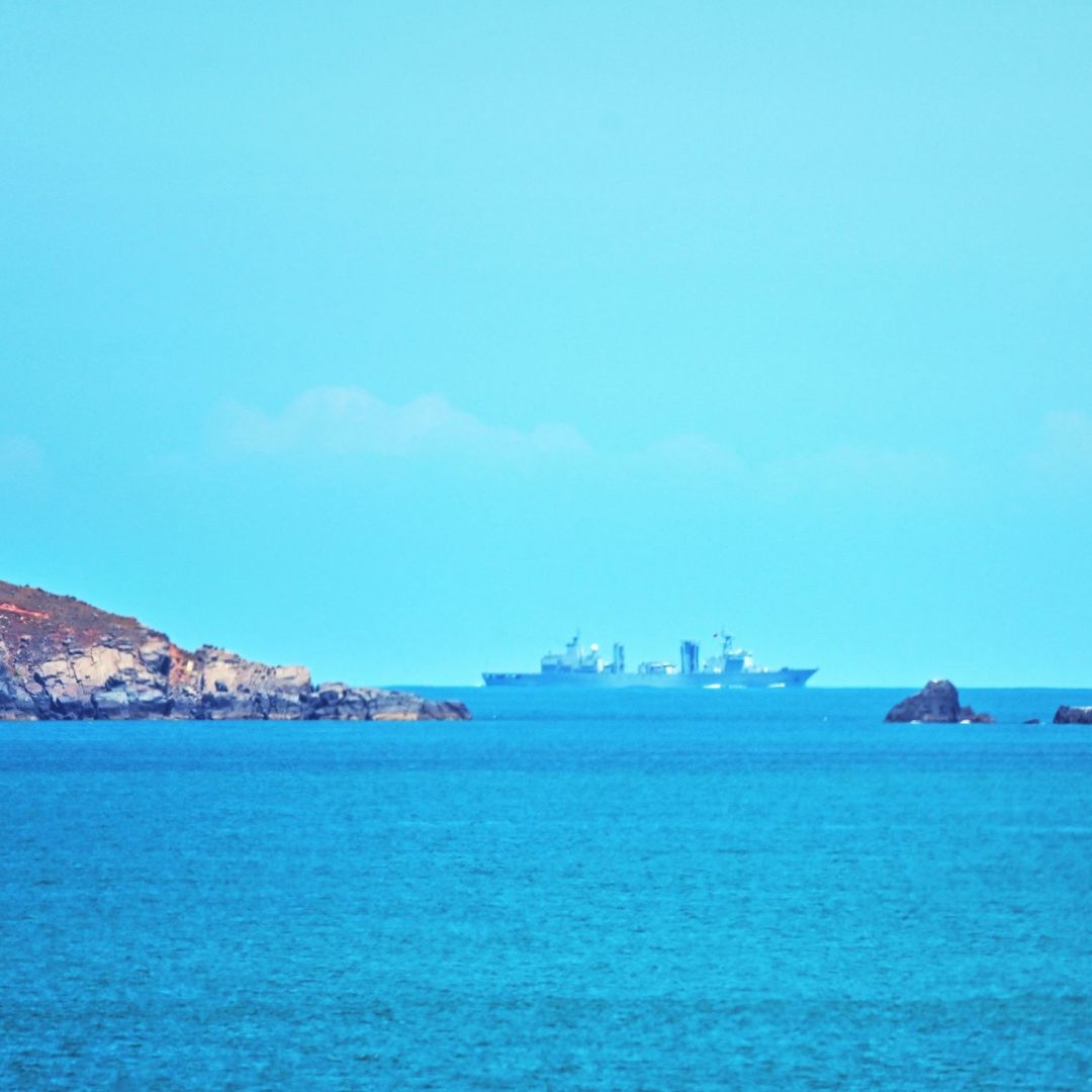 A Chinese military vessel on Aug. 5, 2022, sails off Pingtan Island, Fujian province, one of mainland China's closest points to Taiwan.