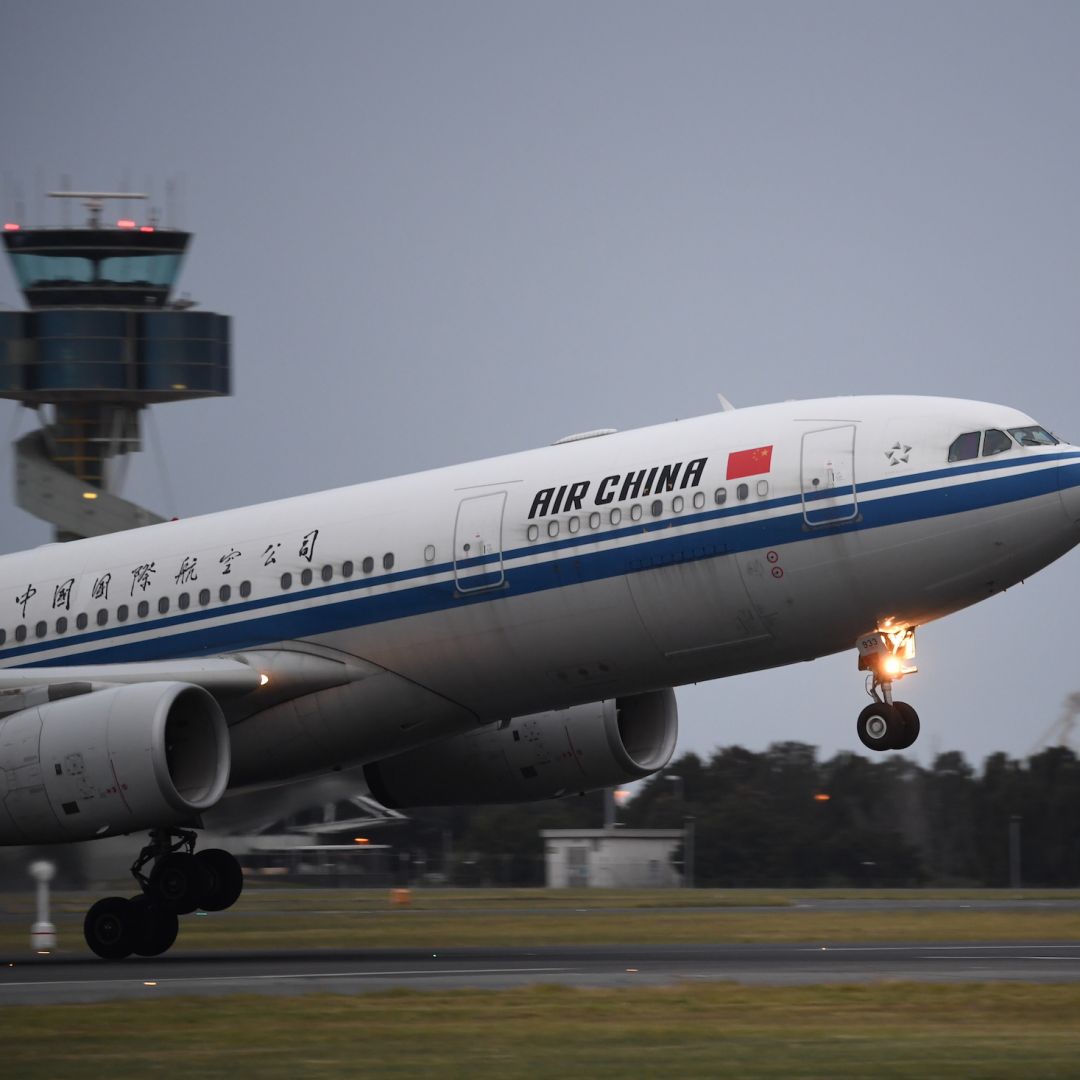 An Air China aircraft takes off at Sydney Kingsford Smith International Airport in Sydney, Australia.
