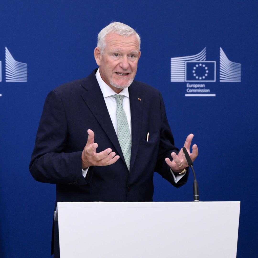 Director of the Department of Child and Adolescent Psychiatry, Psychosomatics and Psychotherapy at Ulm University Medical Center Dr. Jorg M. Fegert speaks during a press conference on the handover of the final report of the Special Panel on child safety online in Brussels, Belgium, on July 13, 2026. 
