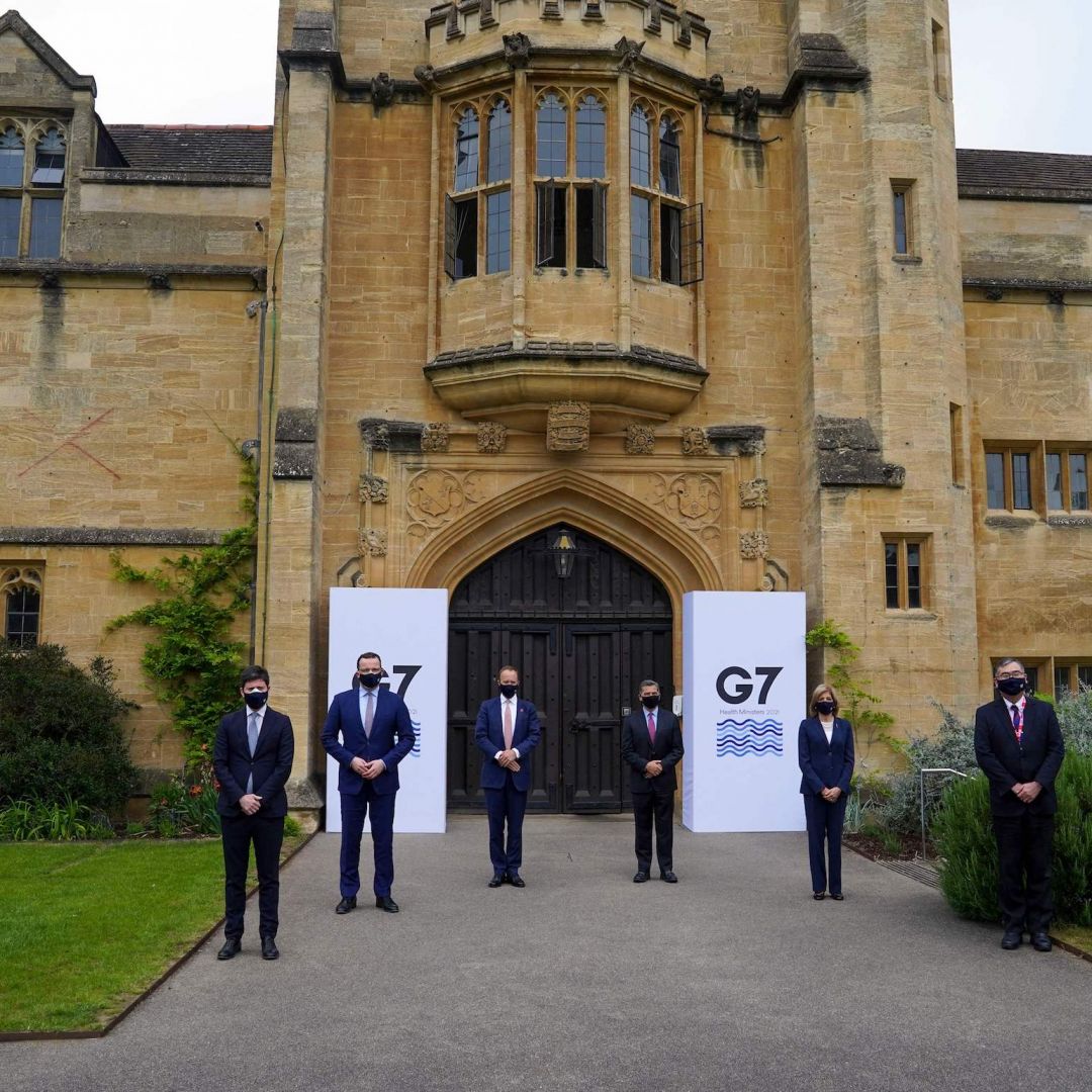 Ministers take part in the G-7 Health Ministers Meeting on June 4, 2021, in Oxford, England.