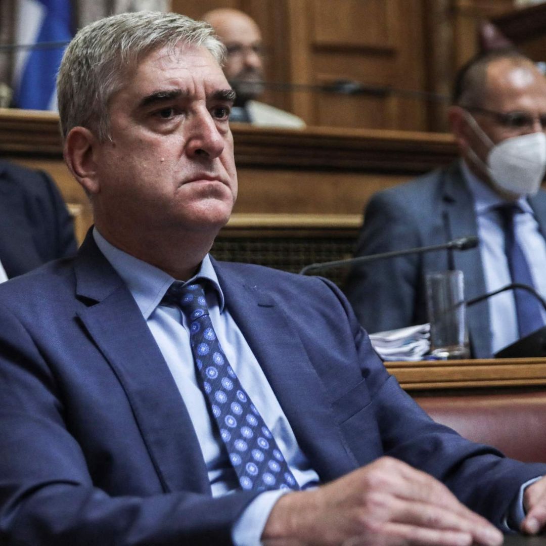 Greece's then-intelligence chief Panagiotis Kontoleon is seen in Athens on July 29, 2022. Several days later, Kontoleon resigned amid a scandal involving the alleged spying of an opposition politician.