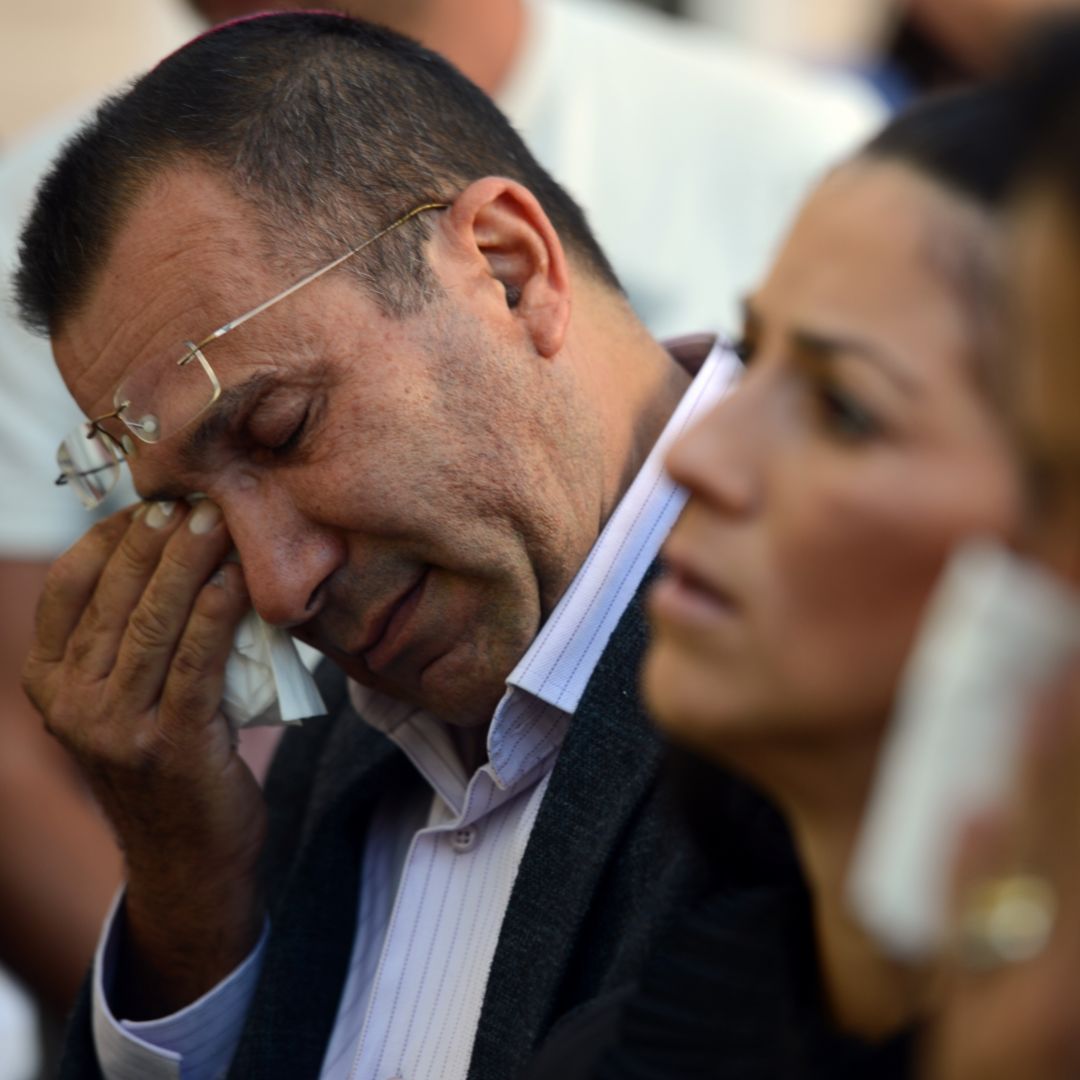 Relatives of the five Israeli victims of a suicide blast that targeted a bus of tourists in Bulgaria mourn in Sofia on Aug. 28, 2012.