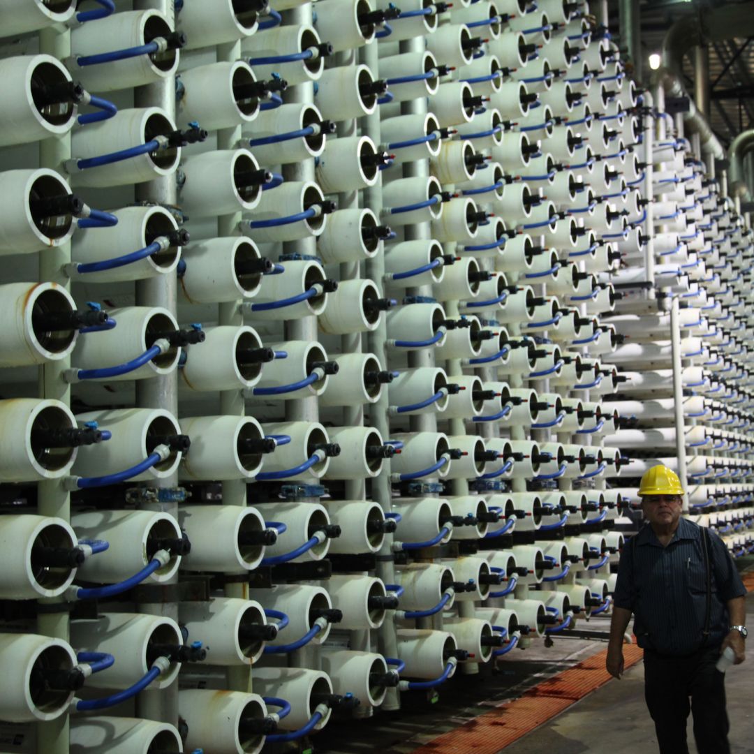 A desalination plant in Tel Aviv, Israel. A desalination plant in Tel Aviv, Israel.