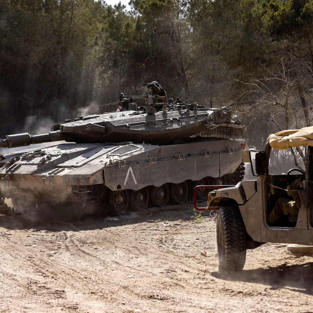 An Israeli tank on Oct. 20, 2023, at Kibbutz Beeri near the Israeli border with the Gaza Strip. igh-level representatives from the Gulf and other Arab countries, Turkey and Europe plus U.N. Secretary-General Antonio Guterres among others will meet Oct. 21 in Cairo to discuss the ongoing Israel-Hamas War and humanitarian crisis. An Israeli tank on Oct. 20, 2023, at Kibbutz Beeri near the Israeli border with the Gaza Strip.