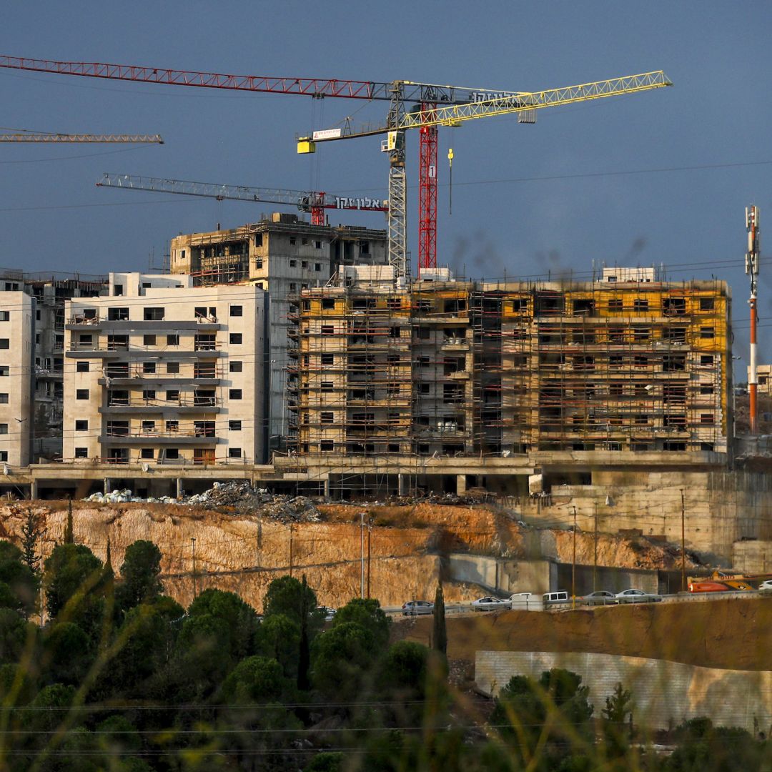 A picture taken on Nov. 12, 2020, shows a view of ongoing construction work at a Jewish settlement in the Israeli-annexed eastern sector of Jerusalem.