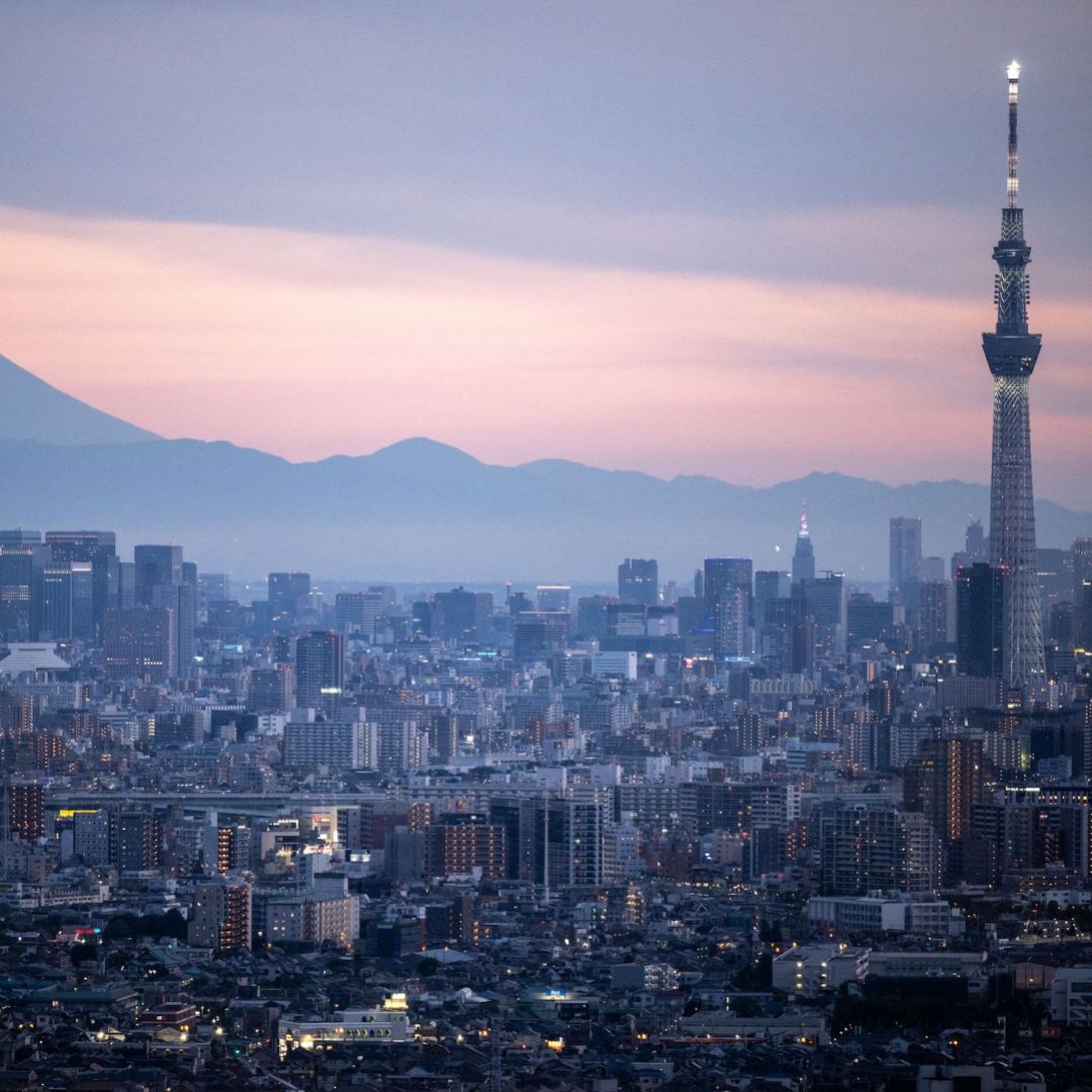 The Tokyo Skytree (right) and Mount Fuji (back left) are seen from the I-Link Town observatory in Ichikawa city, Chiba prefecture, east of Tokyo, Japan, on July 2, 2023. The Tokyo Skytree (right) and Mount Fuji (back left) are seen from the I-Link Town observatory in Ichikawa city, Chiba prefecture, east of Tokyo, Japan, on July 2, 2023.
